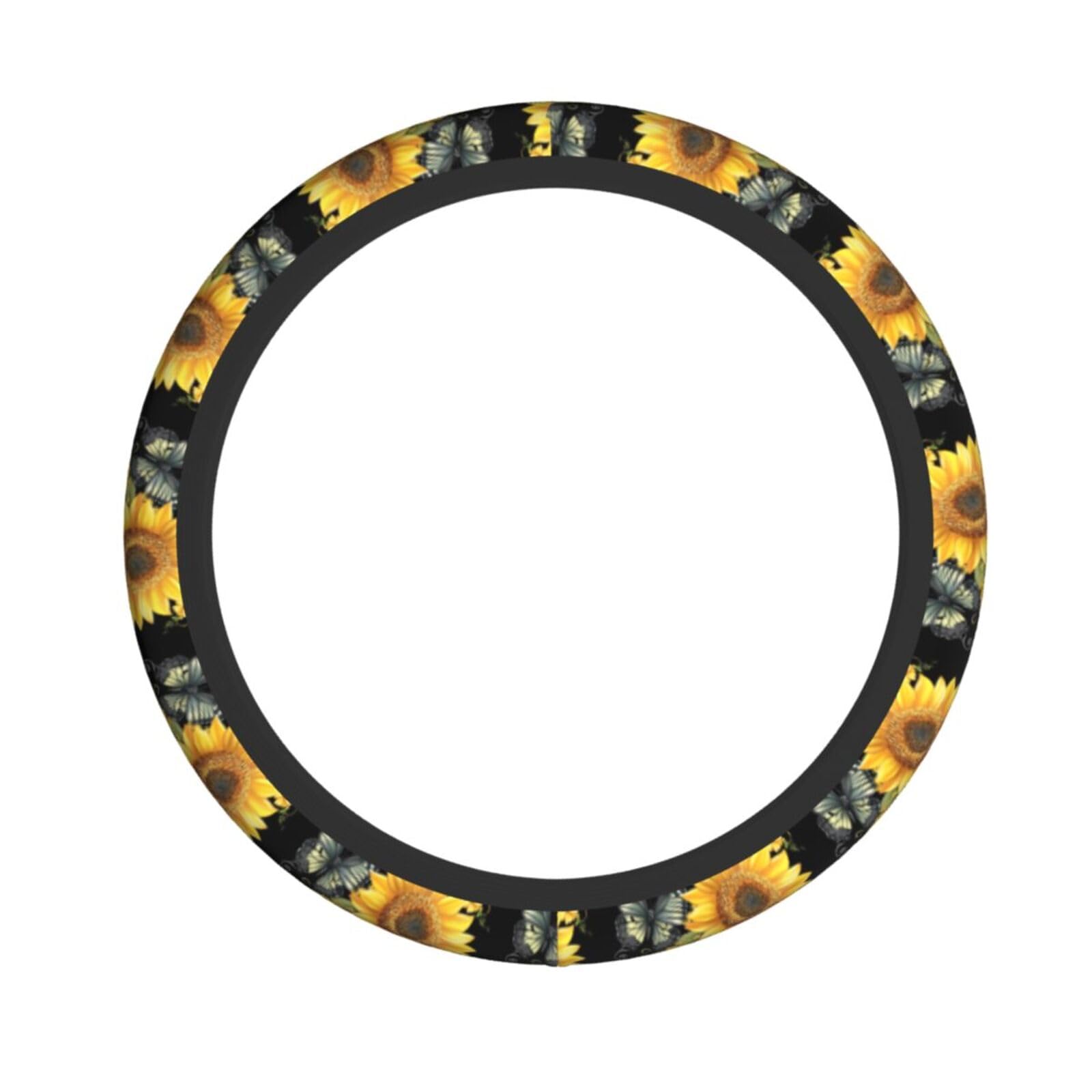 Neopren-Lenkradbezug, Sonnenblumen-Schmetterling, Universal-Lenkradbezug, passend für 38,1 cm (15 Zoll) große Autos, SUVs, Vans, rutschfester Auto-Lkw-Schutz von Kaifanee