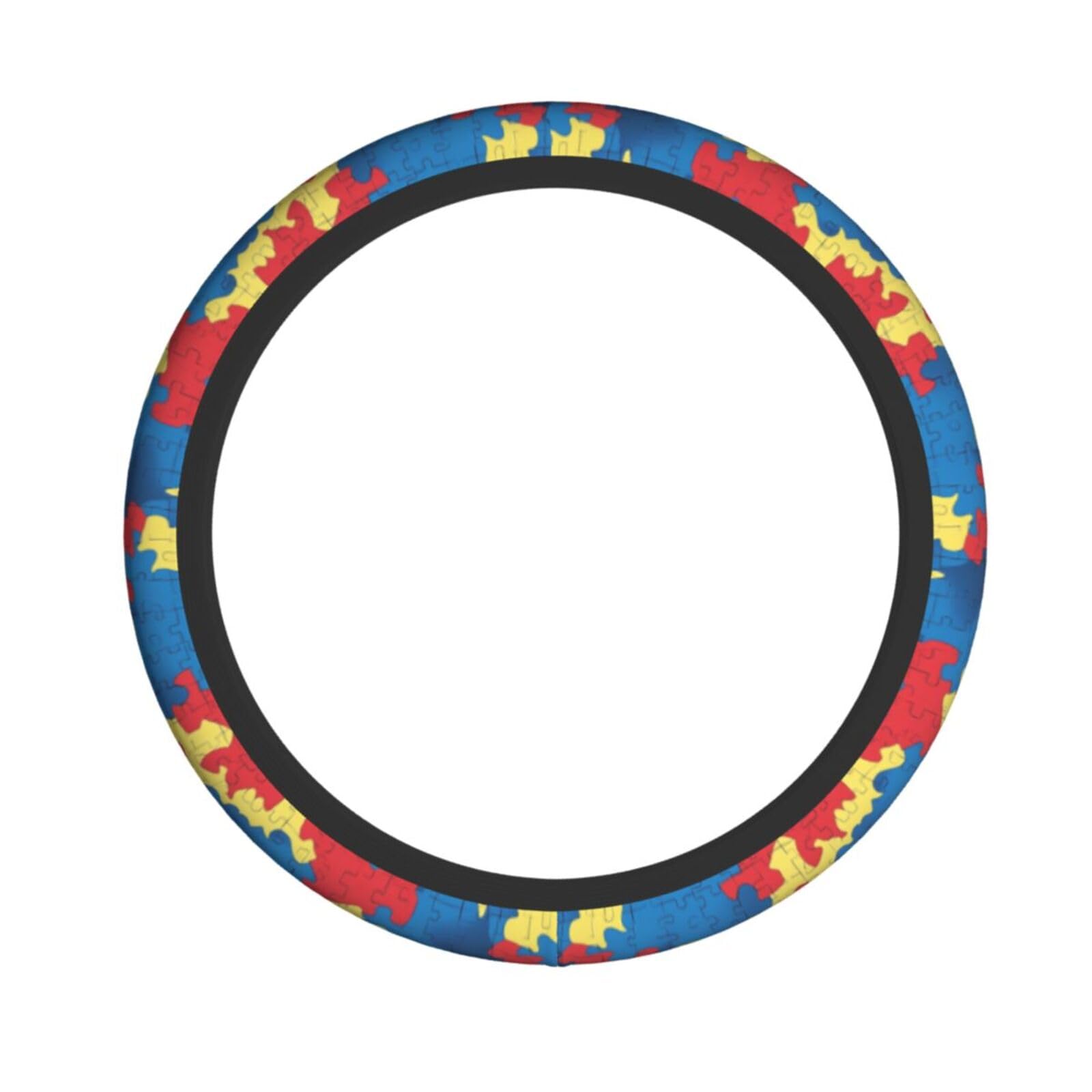 Neopren-Lenkradbezug, abstraktes buntes Puzzlebild, Universal-Lenkradbezug, passend für 38,1 cm (15 Zoll) große Autos, SUVs, Vans, rutschfester Schutz für Autos und LKWs von Kaifanee