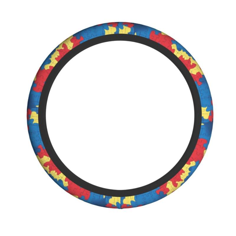 Neopren-Lenkradbezug, abstraktes buntes Puzzlebild, Universal-Lenkradbezug, passend für 38,1 cm (15 Zoll) große Autos, SUVs, Vans, rutschfester Schutz für Autos und LKWs von Kaifanee