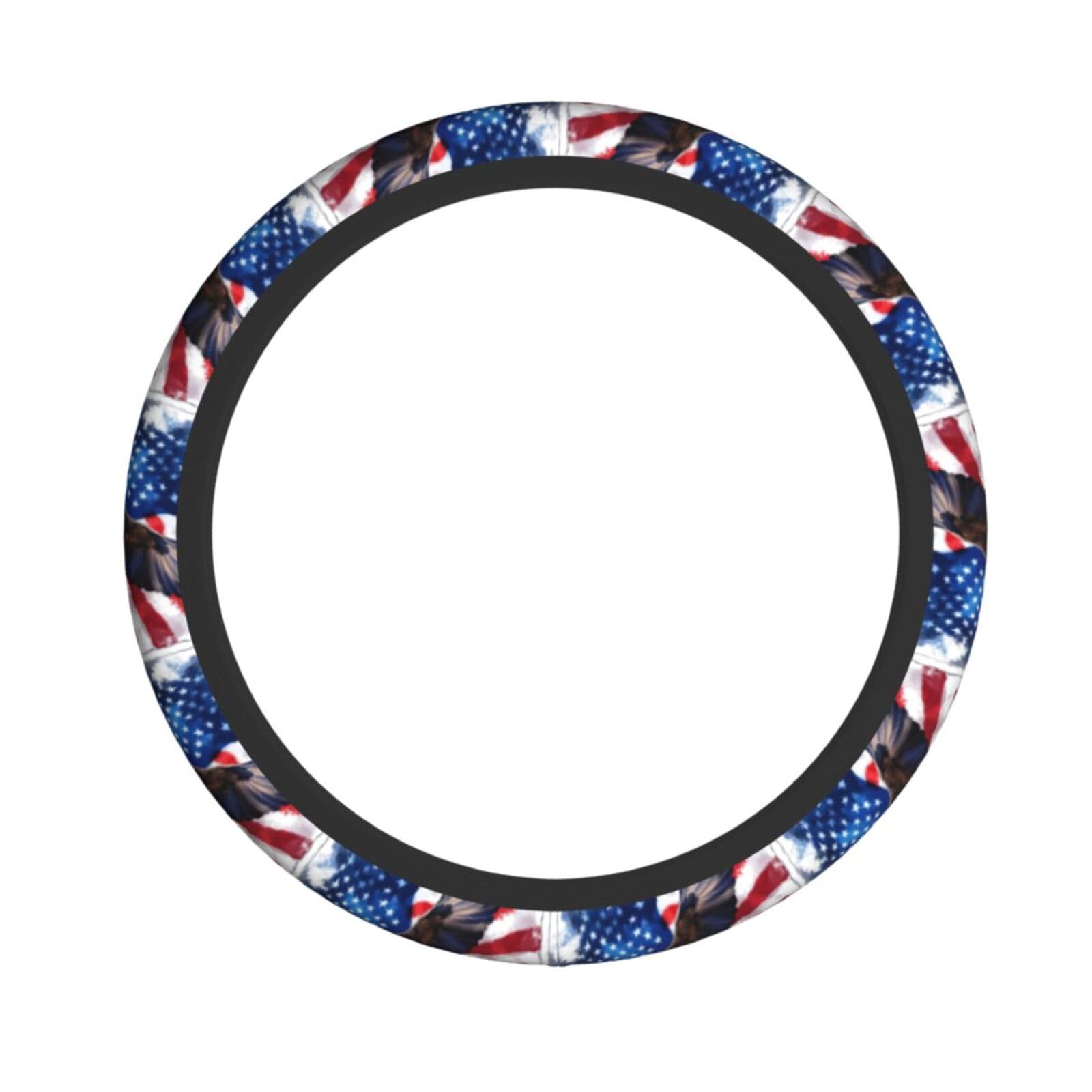 Neopren-Lenkradbezug, amerikanische Flagge, Weißkopfseeadler, Universal-Lenkradbezug, passend für 38,1 cm (15 Zoll) große Autos, SUVs, Vans, rutschfester Auto-Lkw-Schutz von Kaifanee