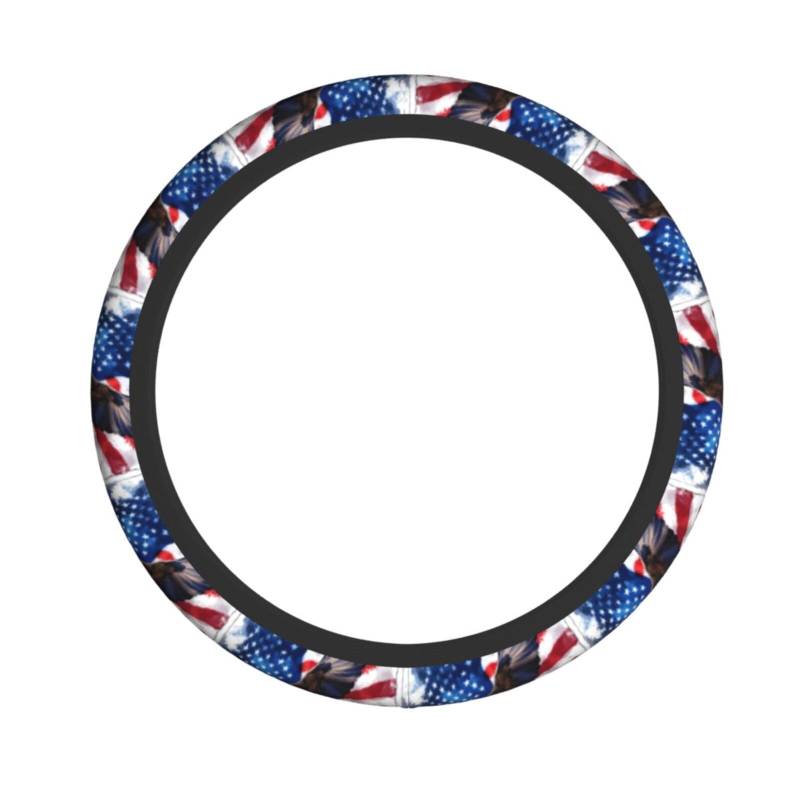 Neopren-Lenkradbezug, amerikanische Flagge, Weißkopfseeadler, Universal-Lenkradbezug, passend für 38,1 cm (15 Zoll) große Autos, SUVs, Vans, rutschfester Auto-Lkw-Schutz von Kaifanee