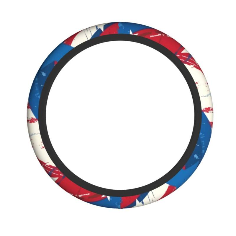 Neopren-Lenkradbezug, blau-roter Stern, amerikanische Flagge, Universal-Lenkradbezug, passend für 38,1 cm (15 Zoll) große Autos, SUVs, Vans, rutschfester Schutz für Autos und LKWs von Kaifanee