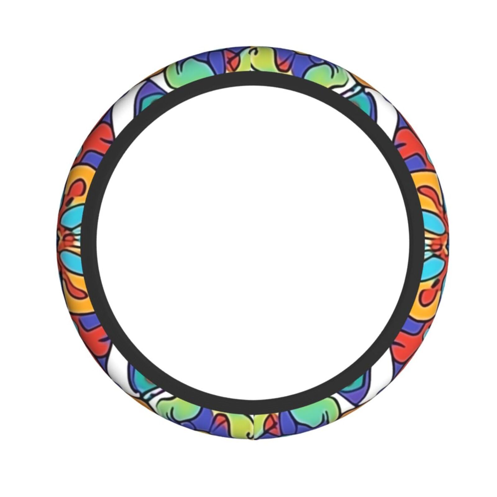 Neopren-Lenkradbezug, bunt, Mandala, Retro, klassisch, schick, Tribe-Stil, universal, passend für 38,1 cm (15 Zoll) Auto, SUV, Vans, rutschfester Schutz für Auto und LKW von Kaifanee