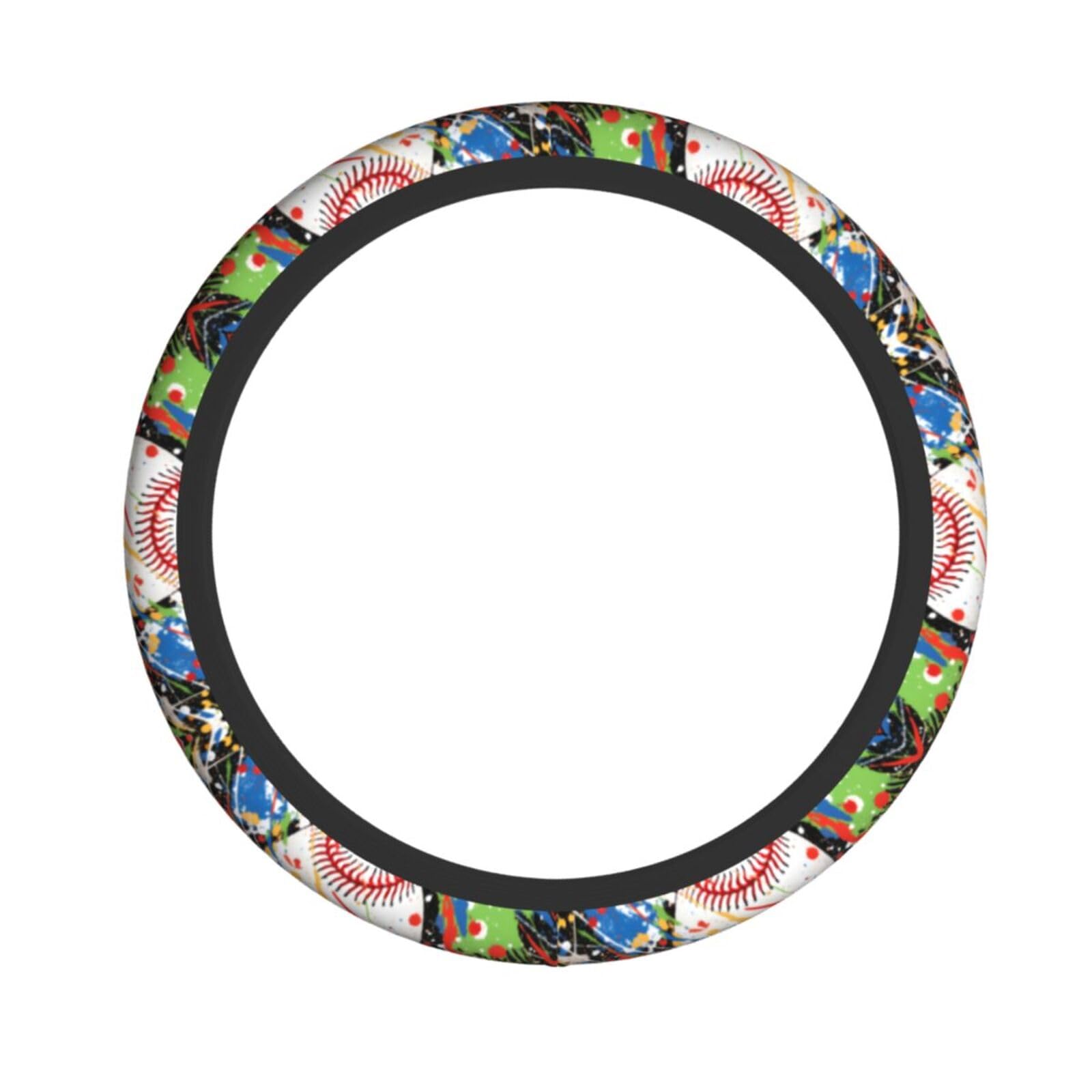 Neopren-Lenkradbezug, bunte Farbspritzer, Baseball, Universal-Lenkradbezug, passend für 38,1 cm (15 Zoll) große Autos, SUVs, Vans, rutschfester Schutz für Autos und LKWs von Kaifanee