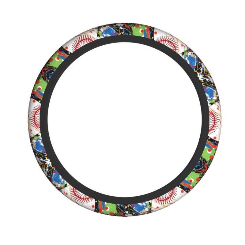 Neopren-Lenkradbezug, bunte Farbspritzer, Baseball, Universal-Lenkradbezug, passend für 38,1 cm (15 Zoll) große Autos, SUVs, Vans, rutschfester Schutz für Autos und LKWs von Kaifanee