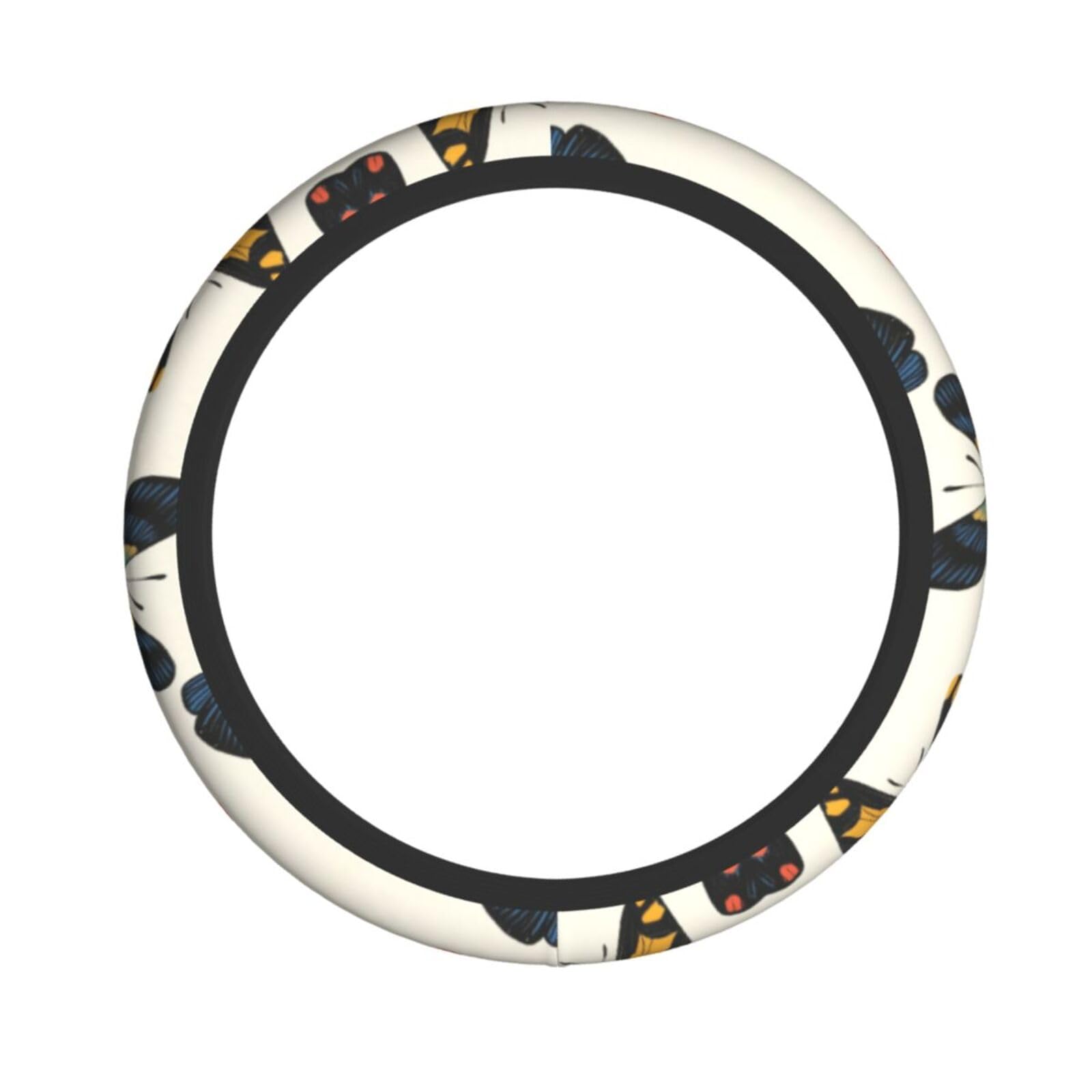 Neopren-Lenkradbezug, bunte Schmetterlinge, Retro, Universal-Lenkradbezug, passend für 38,1 cm große Autos, SUVs, Lieferwagen, rutschfester Auto-LKW-Schutz von Kaifanee