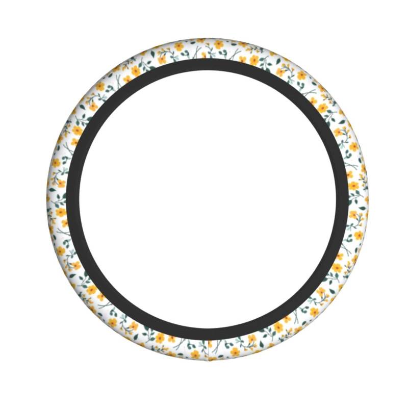 Neopren-Lenkradbezug, gelbe Blumen, Universal-Lenkradbezug, passend für 38,1 cm (15 Zoll) große Autos, SUVs, Vans, rutschfester Schutz für Auto und LKW von Kaifanee
