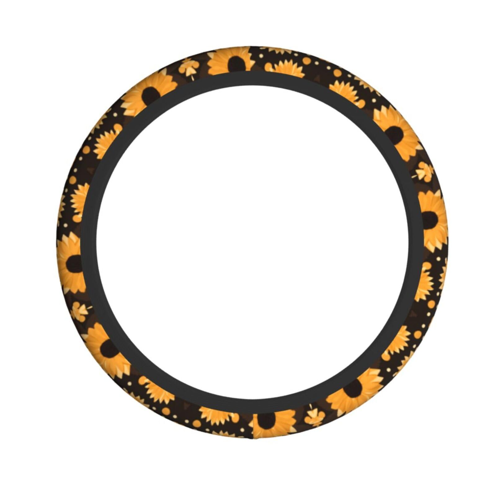Neopren-Lenkradbezug, gelbe Sonnenblumen, Universal-Lenkradbezug, passend für 38,1 cm (15 Zoll) große Autos, SUVs, Vans, rutschfester Auto-Lkw-Schutz von Kaifanee