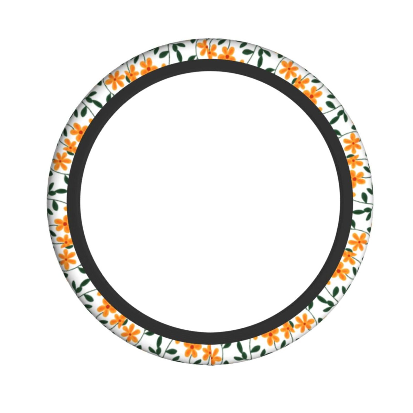 Neopren-Lenkradbezug, orangefarbene Blume, Universal-Lenkradbezug, passend für 38,1 cm (15 Zoll) große Autos, SUVs, Vans, rutschfester Auto-Lkw-Schutz von Kaifanee