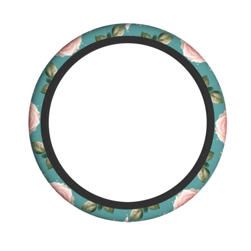 Neopren-Lenkradbezug, rosa Rose, Universal-Lenkradbezug, passend für 38,1 cm (15 Zoll) große Autos, SUVs, Vans, rutschfester Auto-LKW-Schutz von Kaifanee