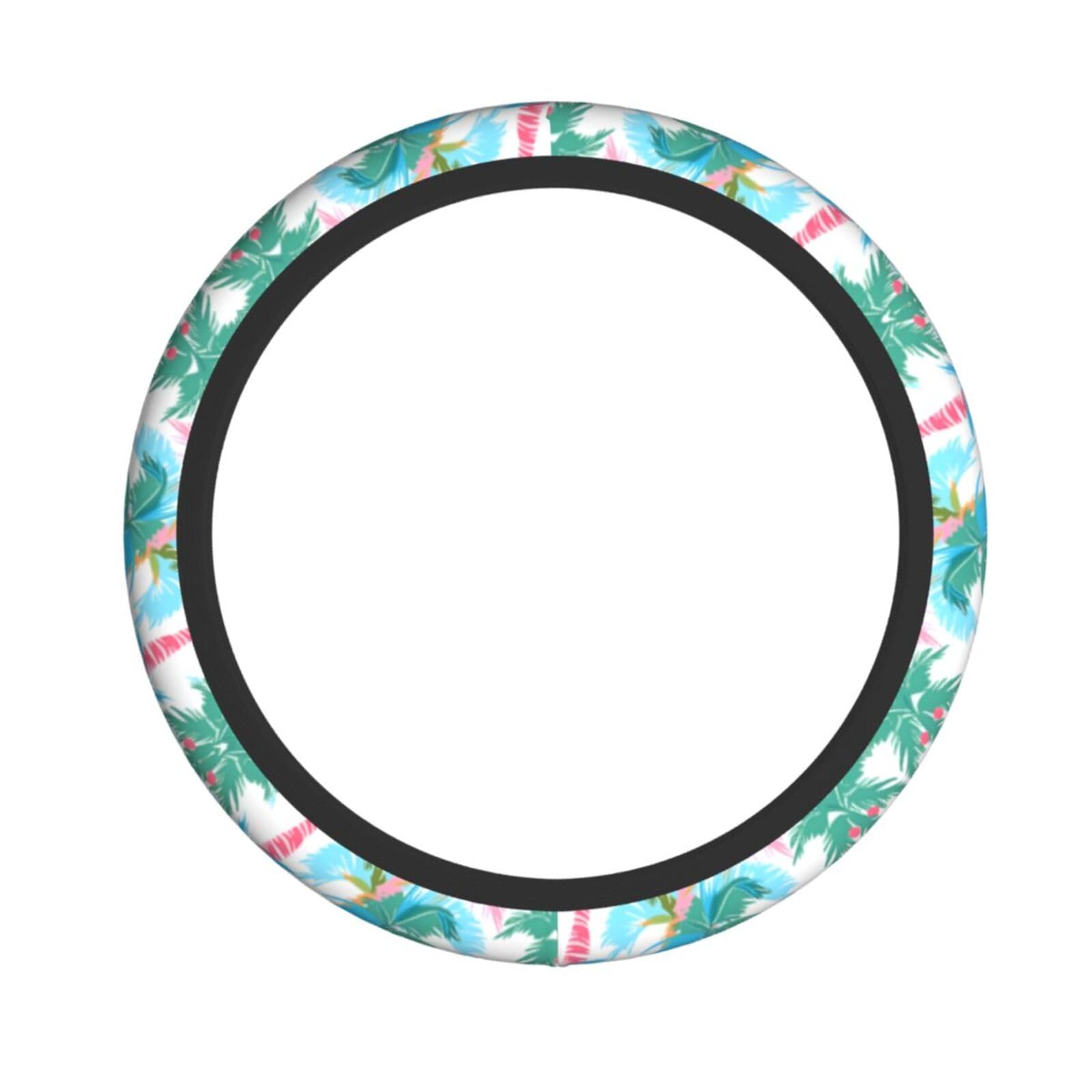 Neopren-Lenkradbezug, rosa und blaue Palmen, tropische Pflanzen, Universal-Lenkradbezug, passend für 38,1 cm (15 Zoll) große Autos, SUVs, Vans, rutschfester Auto-LKW-Schutz von Kaifanee