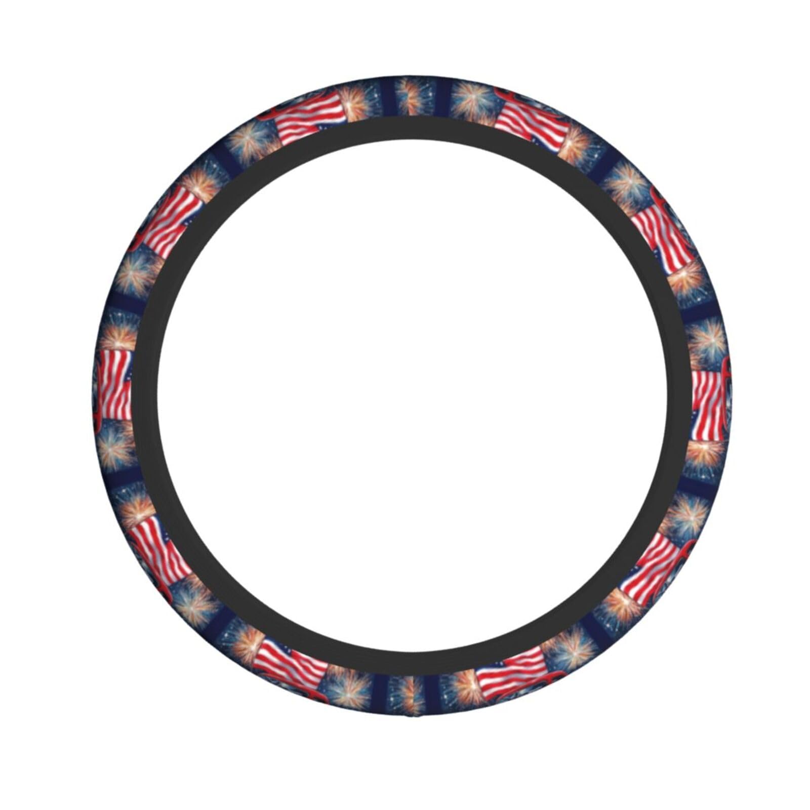 Neopren-Lenkradbezug, rot, LKW, amerikanische Flagge, Feuerwerk, Universal-Lenkradbezug, passend für 38,1 cm (15 Zoll) große Autos, SUVs, Vans, rutschfester Auto-LKW-Schutz von Kaifanee