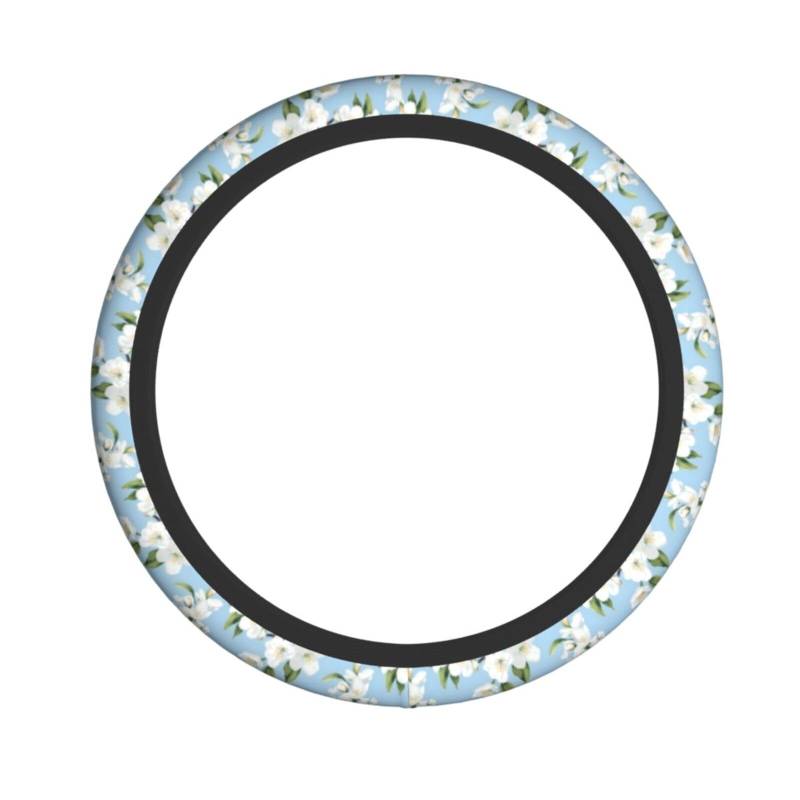 Neopren-Lenkradbezug, weiße Birnenblüte, Universal-Lenkradbezug, passend für 38,1 cm (15 Zoll) große Autos, SUVs, Vans, rutschfester Auto-LKW-Schutz von Kaifanee