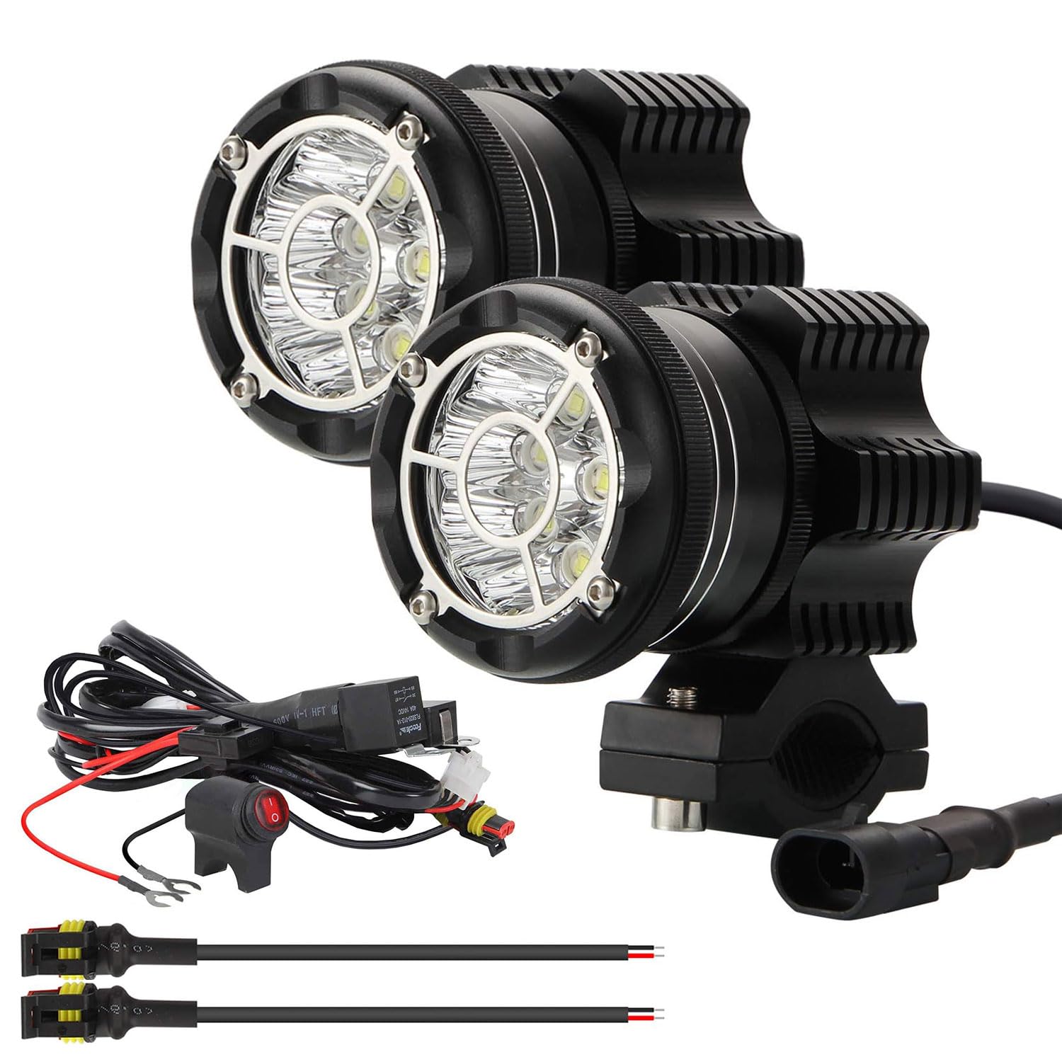 Kairiyard Runde 90W Motorrad Scheinwerfer Frontscheinwerfer Zusätzliches Nebelscheinwerfer Licht Zusätzlich für Moto QUAD mit Schalter und Halterung CNC Hartglasglas 6000K 9000LM 12V-90V. Kairiyard Runde 90W Motorrad Scheinwerfer Frontscheinwerfer Zusätzliches Nebelscheinwerfer Licht Zusätzlich für Moto QUAD mit Schalter und Halterung CNC Hartglasglas 6000K 9000LM 12V-90V. von Kairiyard
