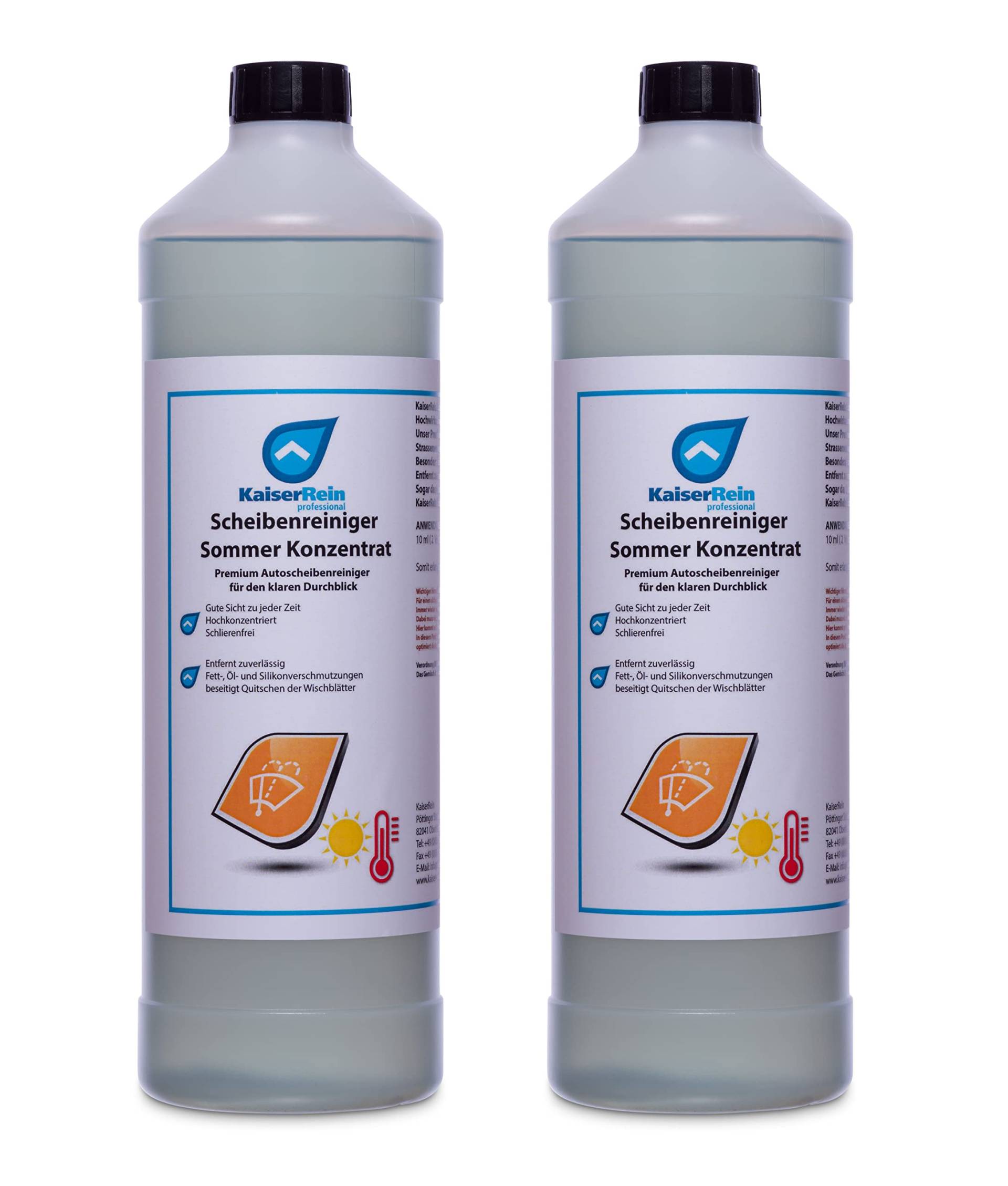 KaiserRein Scheibenreiniger Sommer Konzentrat 2x1 L Wischwasser Scheibe Konzentrat Scheibenwischwasser Auto Kfz LKW Bus KaiserRein Scheibenreiniger Sommer Konzentrat 2x1 L Wischwasser Scheibe Konzentrat Scheibenwischwasser Auto Kfz LKW Bus von KaiserRein professional