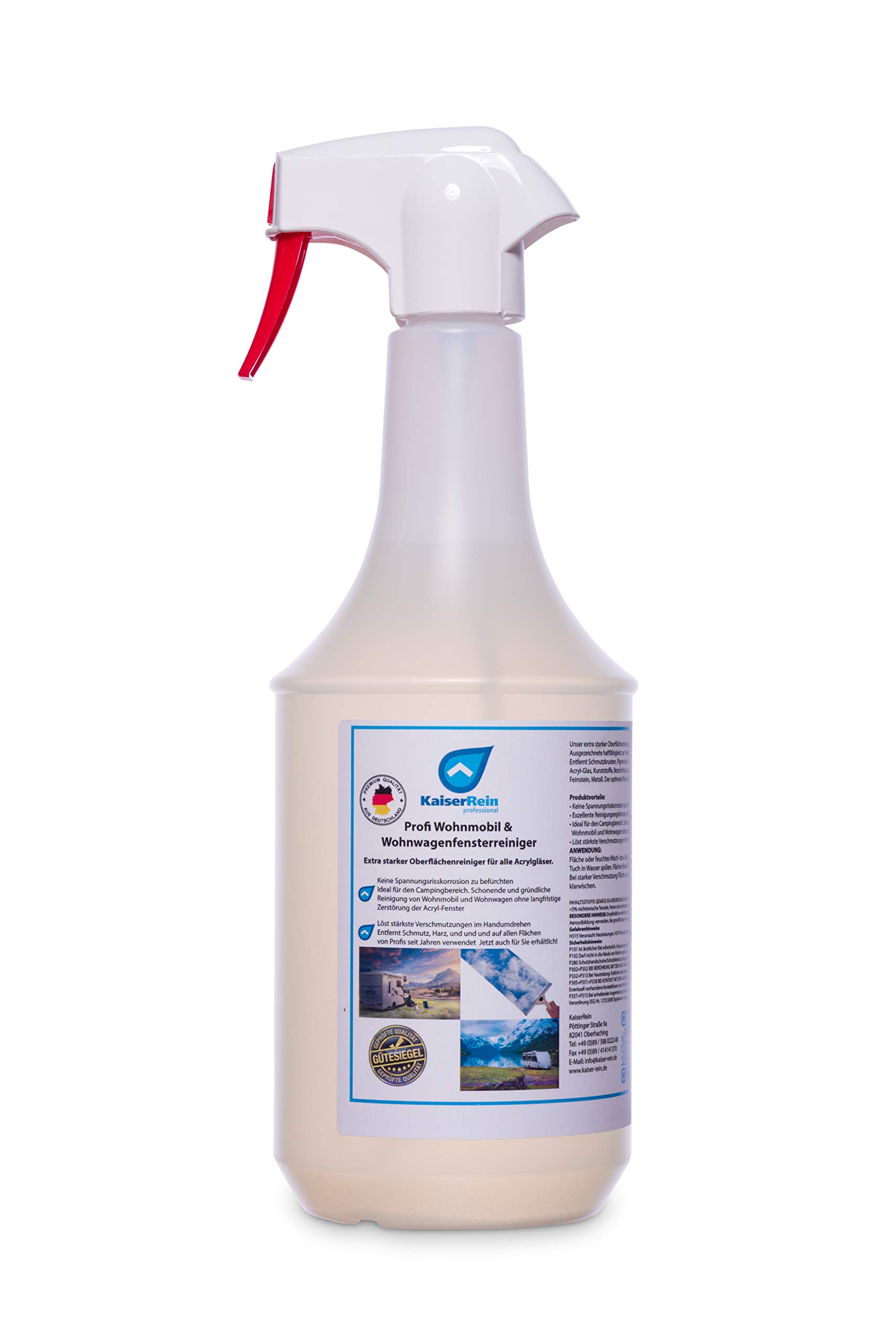 KaiserRein Profi Wohnmobil- Fenster Reiniger 1L Universal Spray Acrylglas Reiniger 1L Glasreiniger Wohnmobil-Reiniger Wohnwagen-Reiniger Caravan von KaiserRein professional