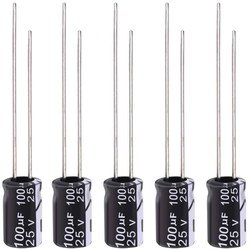 Kaiserberg 100µF 25V Aluminium Radial Elektrolytkondensatoren 100uF ELKO (5 Stück) – Perfekte Wahl für Audio- & Power-Anwendungen von Kaiserberg
