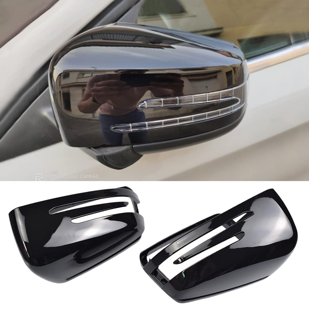 Seitenrückspiegelkappe Abdeckung links rechts Ersatz für Mercedes Benz W176 W246 W212 W204 C117 X156 X204 W221 (helles Schwarz) von Kakulkomen