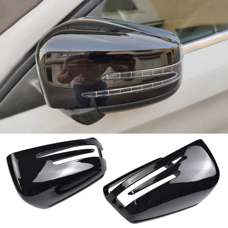 Seitenrückspiegelkappe Abdeckung links rechts Ersatz für Mercedes Benz W176 W246 W212 W204 C117 X156 X204 W221 (helles Schwarz) von Kakulkomen