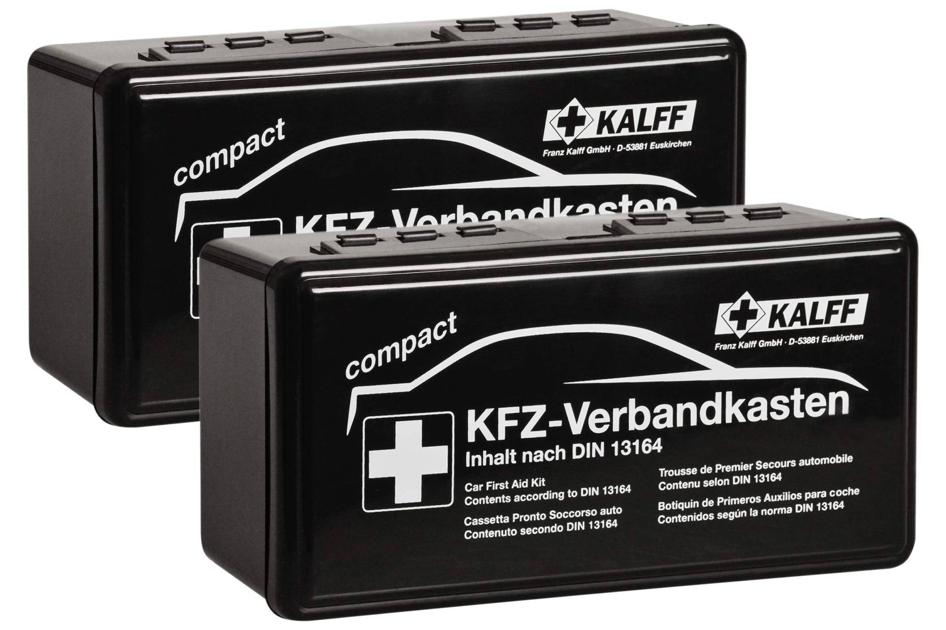 Kalff 41620304 Verbandskasten Auto Compact DIN 13164, besonders klein, mit Erste Hilfe Broschüre-2er Set von Kalff