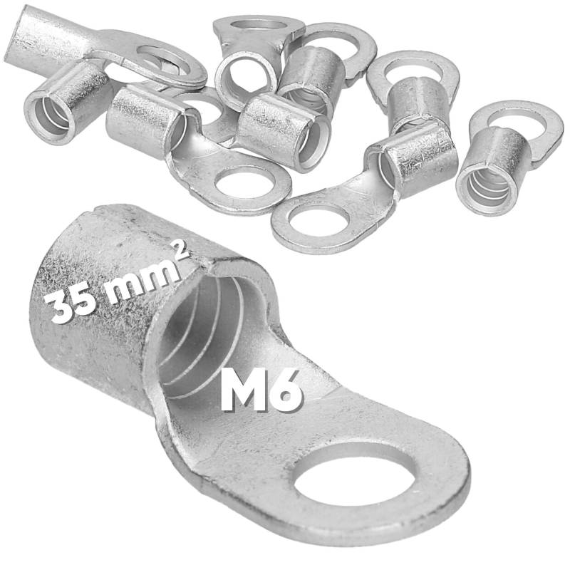 10 Stück Kalitec Q35-6 Quetschkabelschuh 35mm² M6 I Unisoliert I Dornpressung I Für mehr-, fein- und feinstdrähtige Leiter I Kabelschuh 35mm² nach DIN 46234 von Kalitec