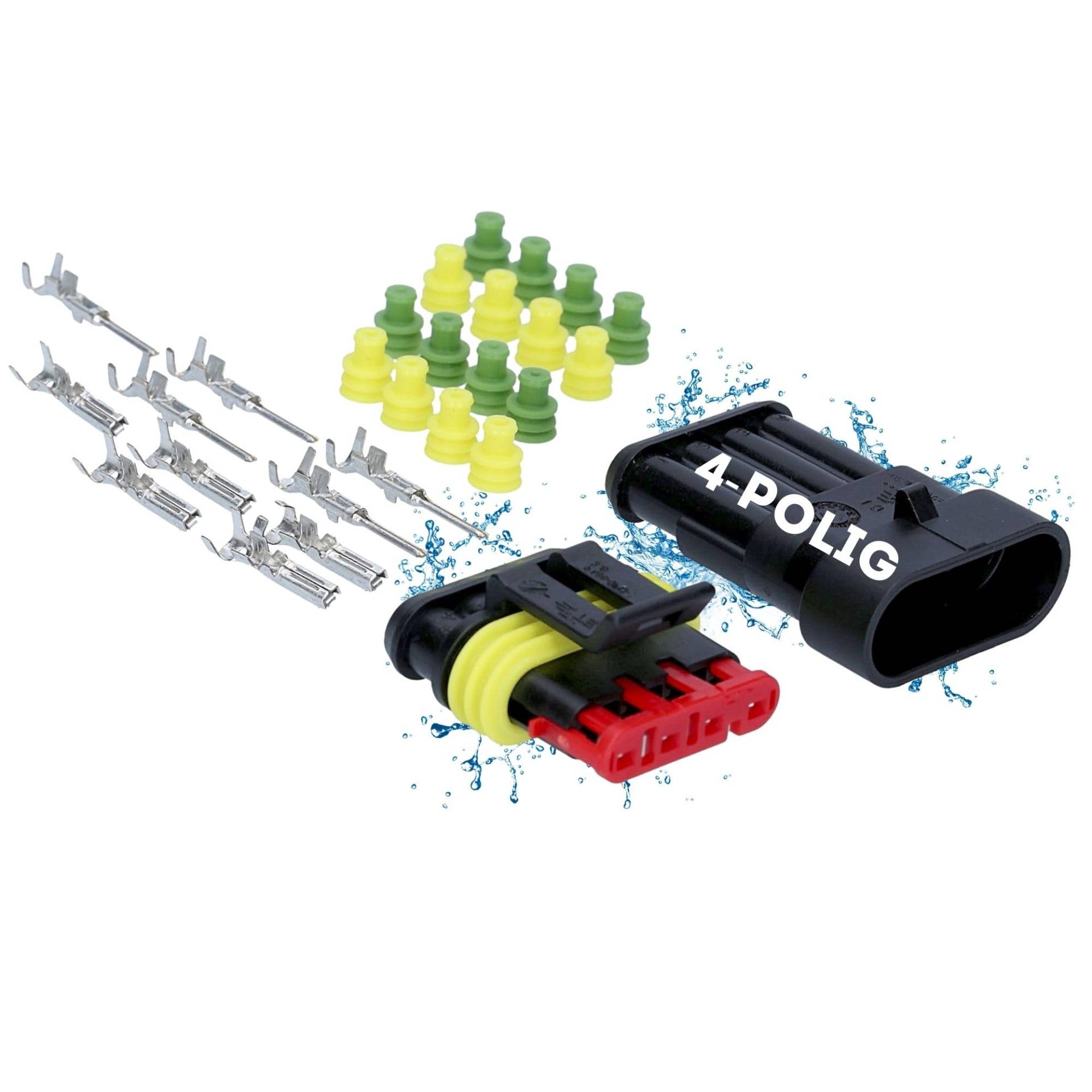 Kalitec KALI-1004 Superseal Set 4-Polig I KFZ Stecker 1,50 mm² max. 24 Volt I wasserdicht IP67 I ölbeständige Schnellverbinder Gehäusematerial PA GF für Auto, Motorrad I -40°C bis +125°C Kalitec KALI-1004 Superseal Set 4-Polig I KFZ Stecker 1,50 mm² max. 24 Volt I wasserdicht IP67 I ölbeständige Schnellverbinder Gehäusematerial PA GF für Auto, Motorrad I -40°C bis +125°C von Kalitec