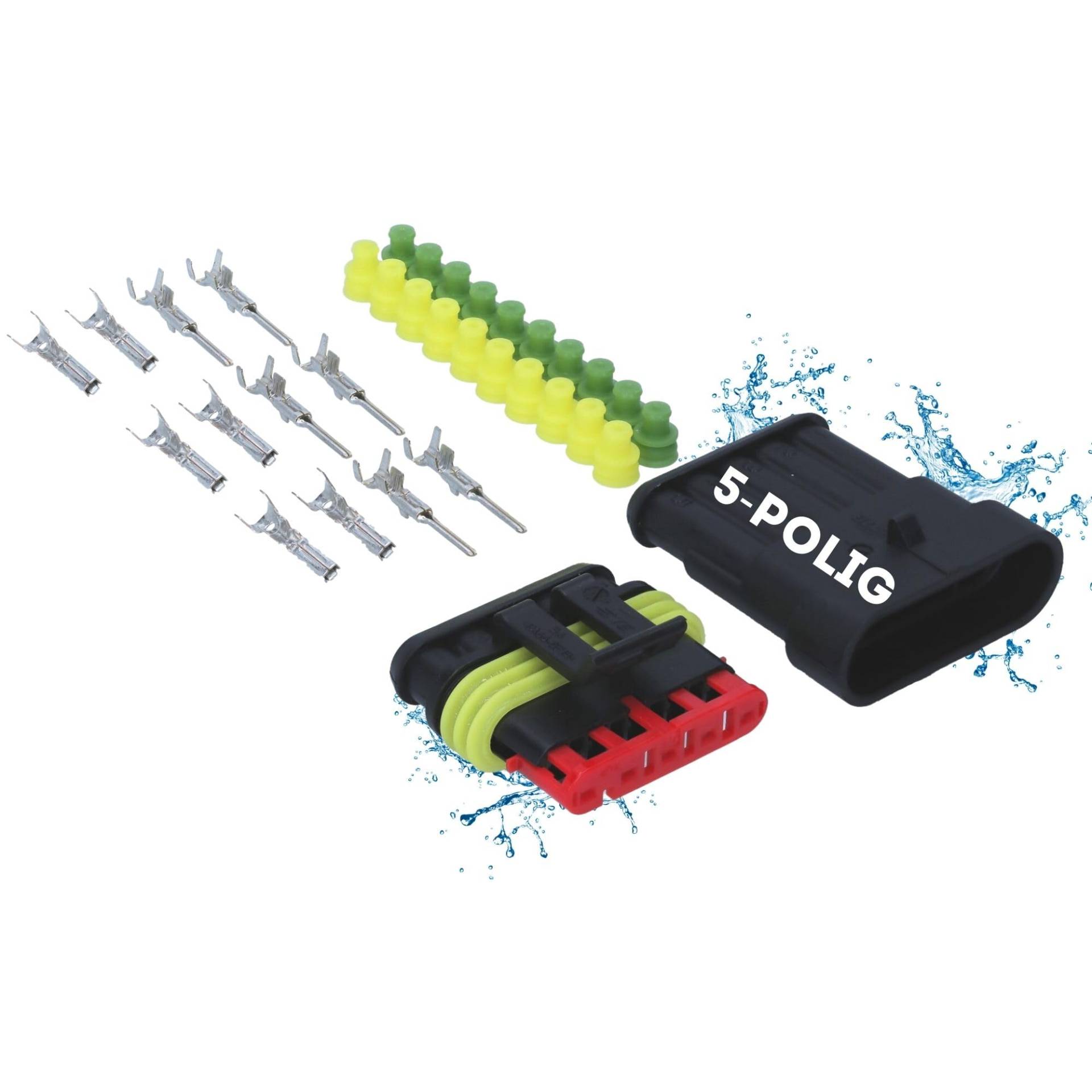 Kalitec KALI-1005 Superseal Set 5-Polig I Kabelstecker KFZ I Stecker wasserdicht I Schnellverbinder IP67 I wasserdichte Steckverbinder für LKW, Auto, Boote, Roller, Motorrad, Quads Kalitec KALI-1005 Superseal Set 5-Polig I Kabelstecker KFZ I Stecker wasserdicht I Schnellverbinder IP67 I wasserdichte Steckverbinder für LKW, Auto, Boote, Roller, Motorrad, Quads von Kalitec