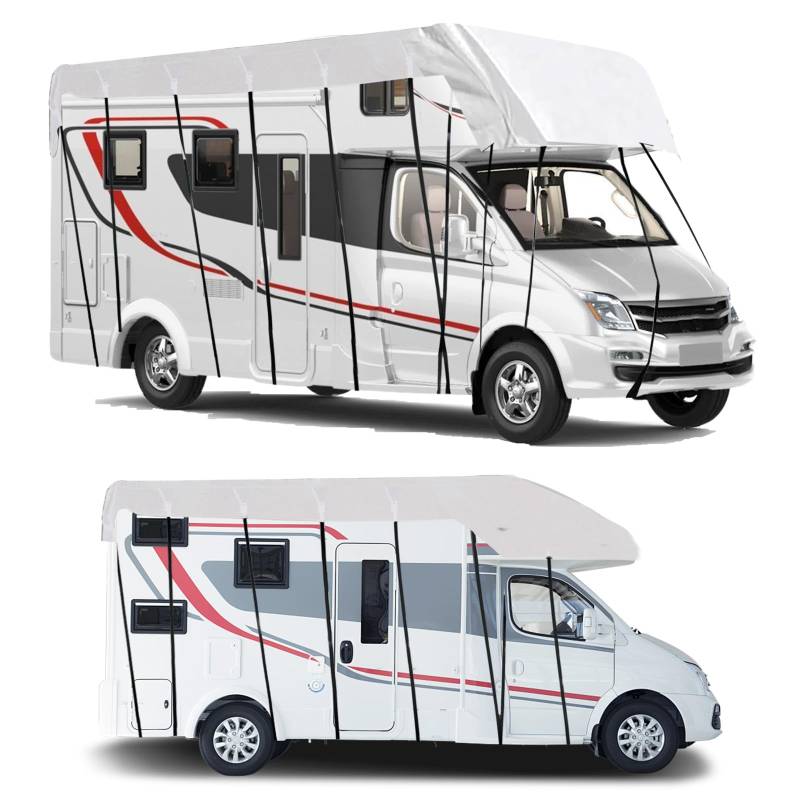 Wohnmobil Abdeckplane,210D wasserdichte Wohnmobil Dachabdeckung,Hochwertige Wohnwägen Abdeckplane Plane,Dachschutzplane für Wohnmobile und Wohnwagen (8.5 x 3 Meter) von Kamanan