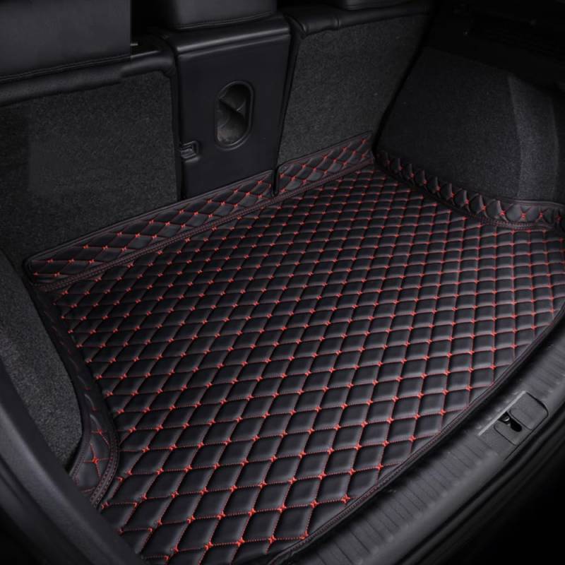 Auto Leder Kofferraummatten für BMW 2 Series Touring 5 Seats F46 2014-2023 Kofferraumwanne Cargo Schutzmatte Innenraum ZubehöR,Black red Style von KanaAt