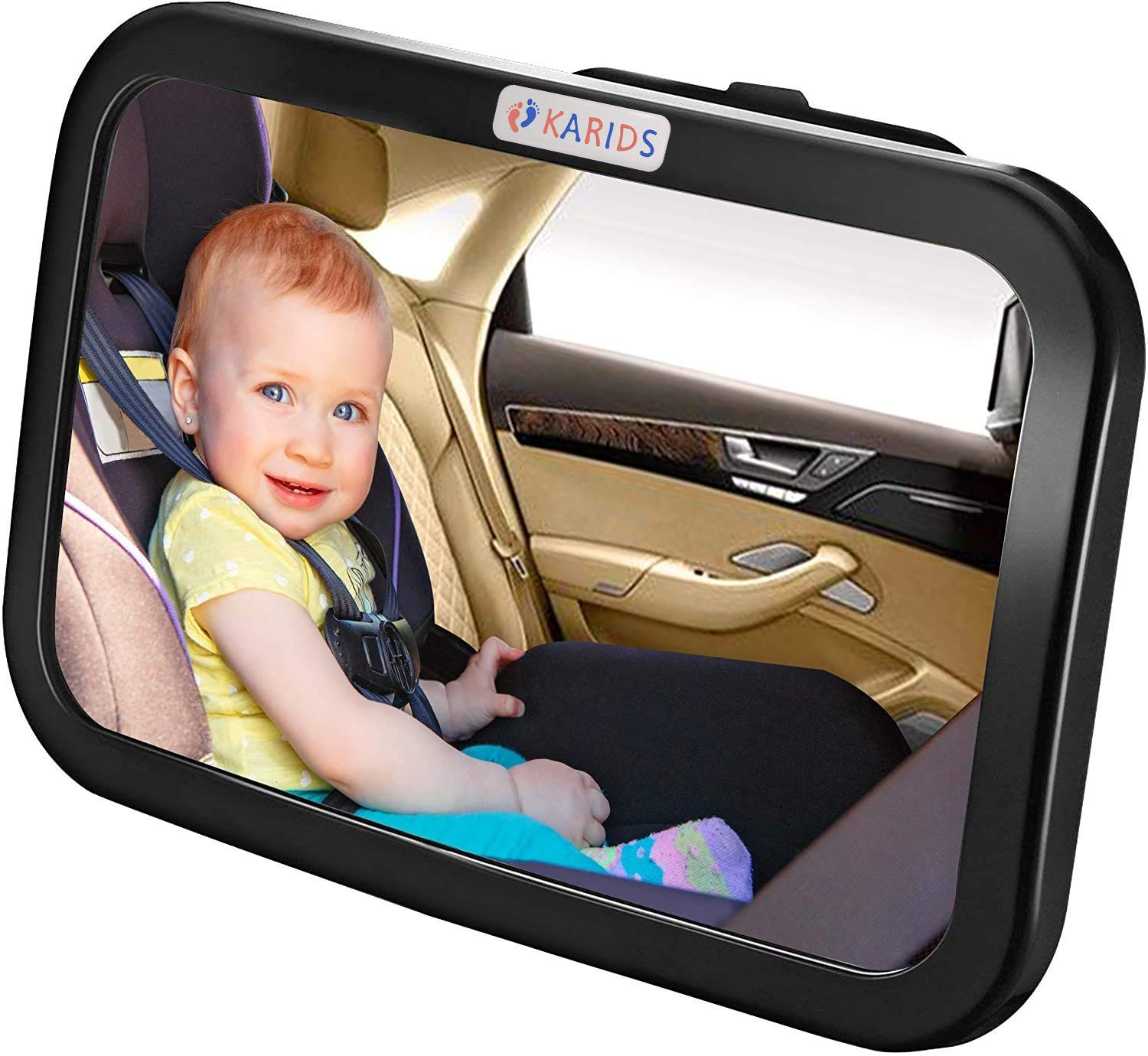 Auto Rücksitzspiegel für Babys - Weitwinkel für Kleinkinder & Neugeborene - 360° einstellbarer Autositz-Spiegel mit bruchsicherem Glas - Universelle Passform für Kinderschale, Kindersitz, Babysitz von Karids