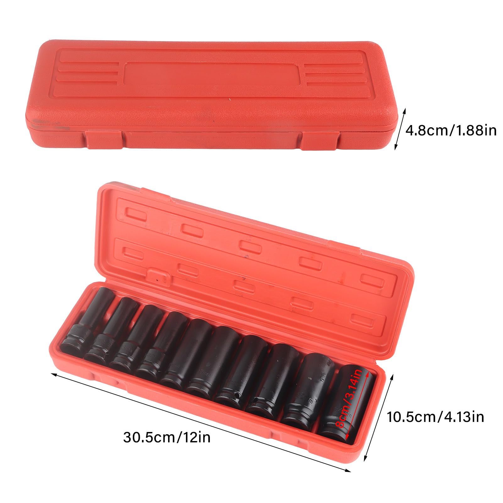 10pcs 1/2 Zoll Tiefe Impact Socket Tool Set 6 -Punkte -Kopf -Adapter -Reparaturwerkzeug Hohe Härte, 10 X Impact Sockel, Chrom -Vanadium -Stahl, Schnellreparatur 10pcs 1/2 Zoll Tiefe Impact Socket Tool Set 6 -Punkte -Kopf -Adapter -Reparaturwerkzeug Hohe Härte, 10 X Impact Sockel, Chrom -Vanadium -Stahl, Schnellreparatur von Karlak