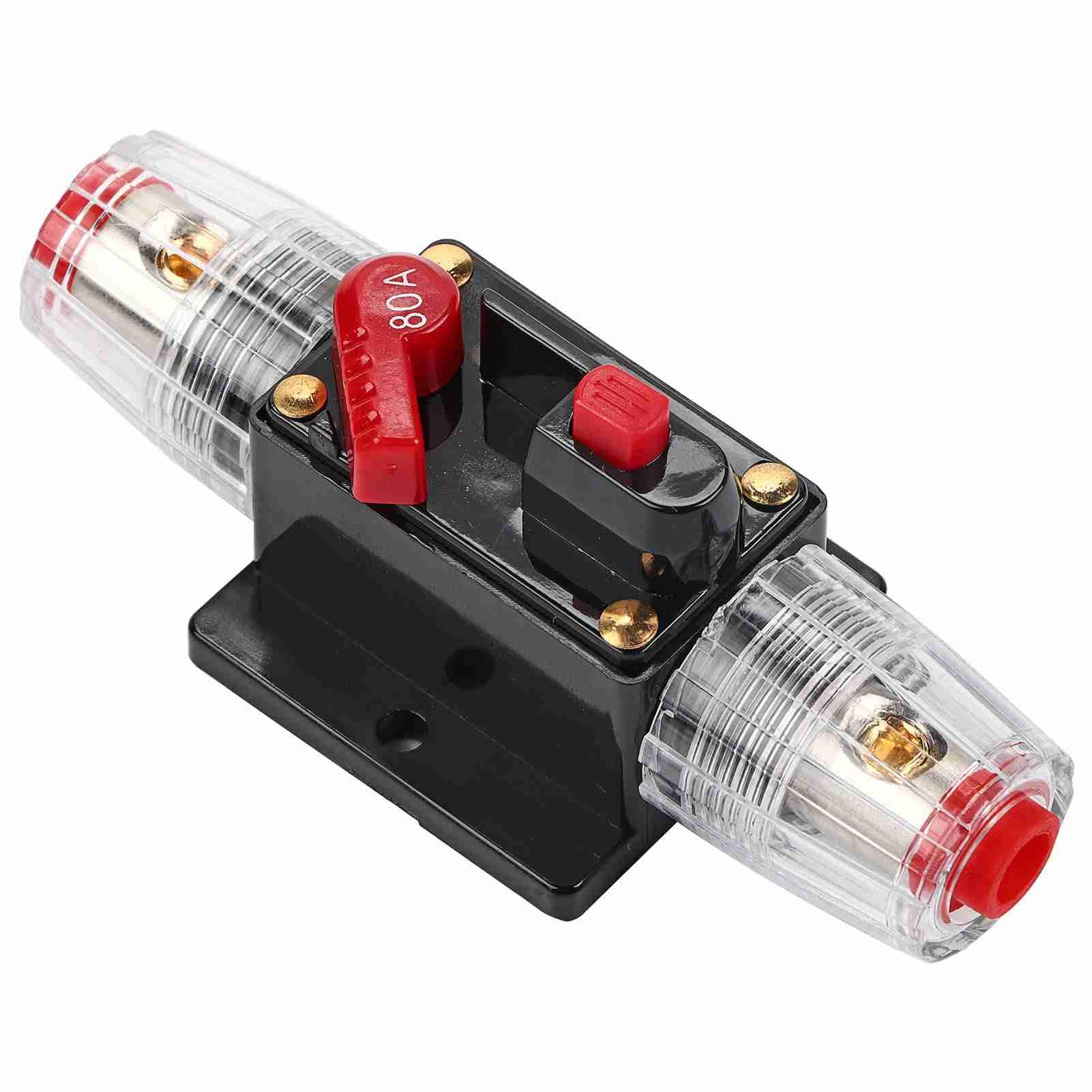50A Fuseeholder Alroy Circuit Breaker Reset Fuseeholder, Auto-Schalttaste des Auto-Audio-Schalters, Ersatz für den Fuseseholder des AGU-Stils, Autoboot-Marine-Gebrauch, (80a) von Karlak