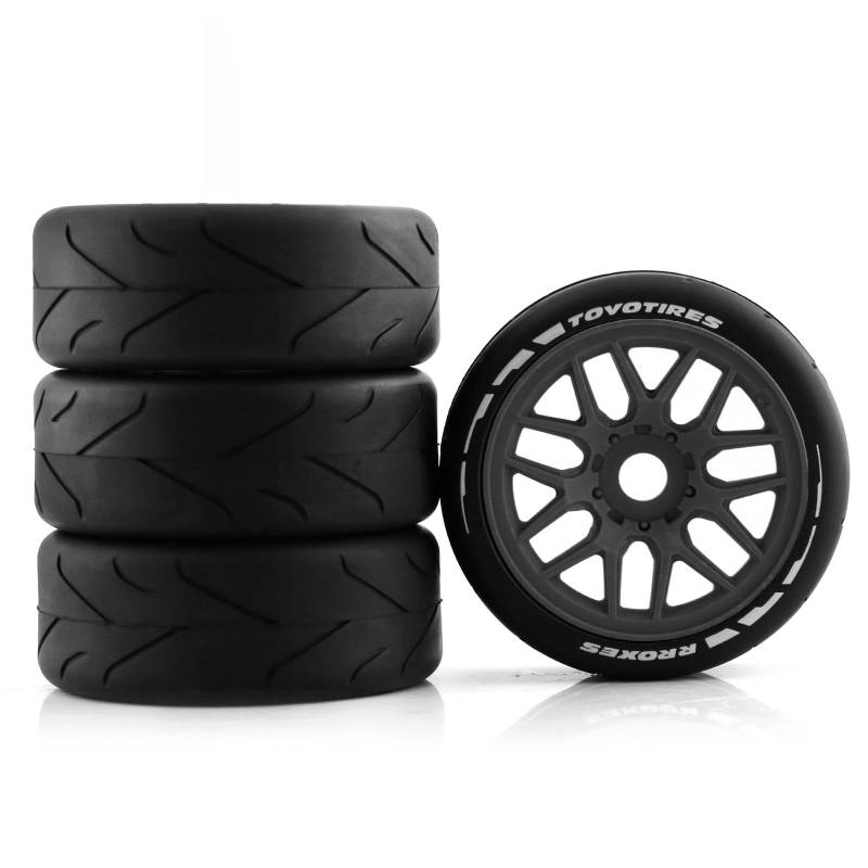 Ferngesteuertes Geländewagen, Schwarze Reifen, 103 x 40 x 80 mm, 4 Stück, Ersatz für ARRMA Redcat Team Losi Kyosho VRX HPI WR8 HSP Hobao 1/8 ferngesteuertes Autorad von Karlak