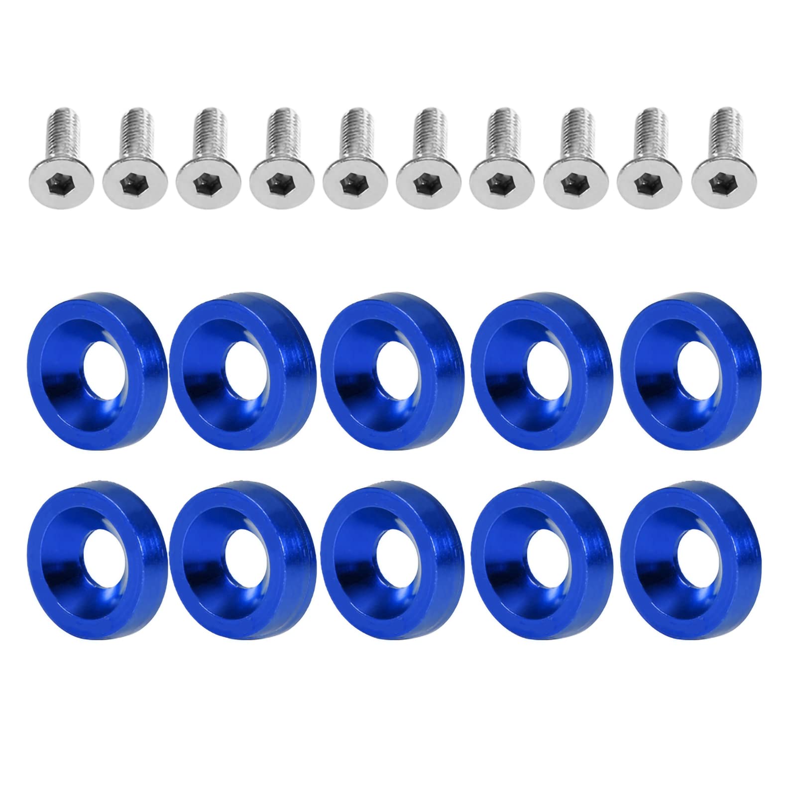 M6 -Dichtungsschraube Dekorationschraube, Edelstahl- und Aluminiummaterial, 8 Farben, Vordere und Hintere Stoßstange, Zündzylinderabdeckung, Stilvoll und Hervorragend, (Blau) von Karlak