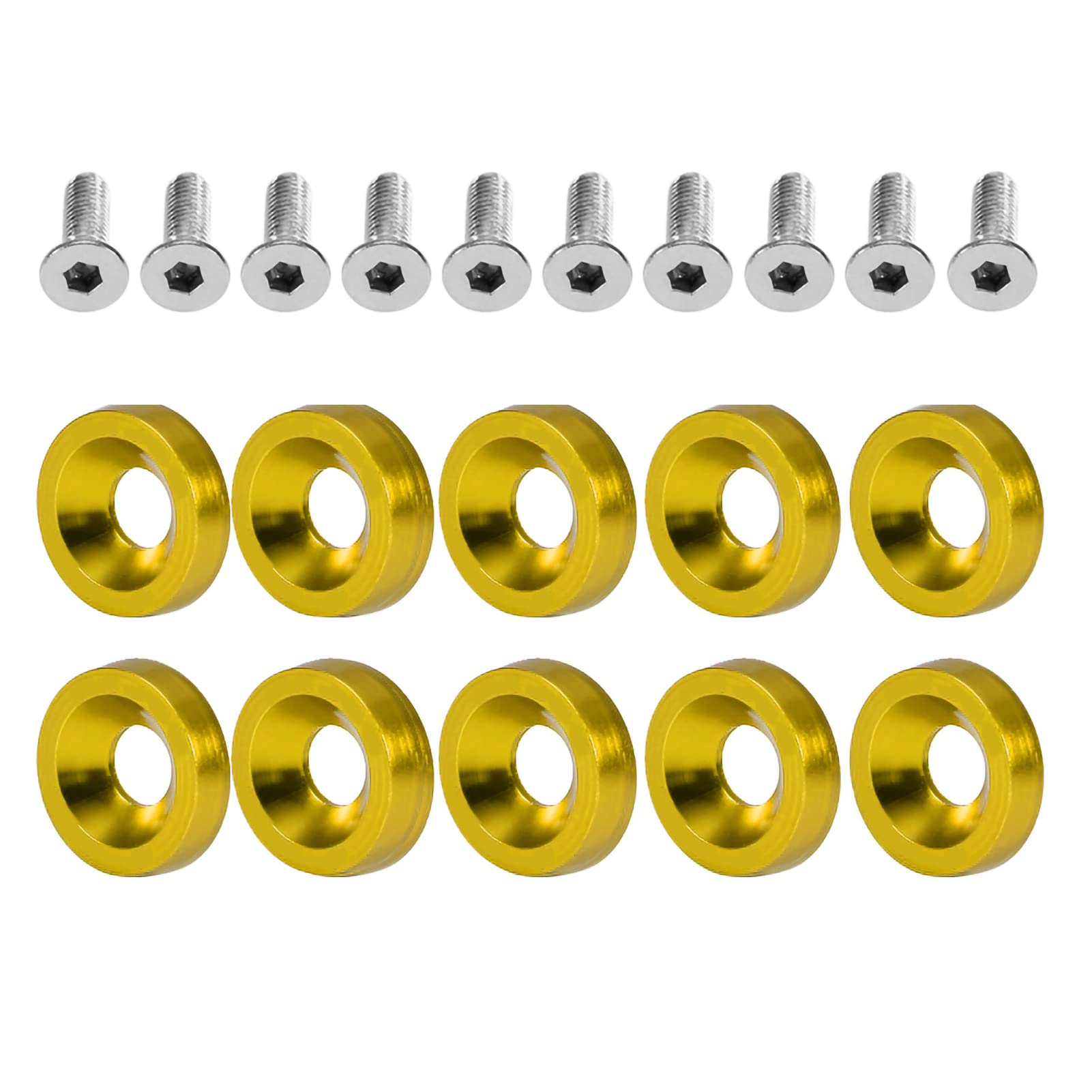 M6 -Dichtungsschraube Dekorationschraube, Edelstahl- und Aluminiummaterial, 8 Farben, Vordere und Hintere Stoßstange, Zündzylinderabdeckung, Stilvoll und Hervorragend, (Gold) von Karlak