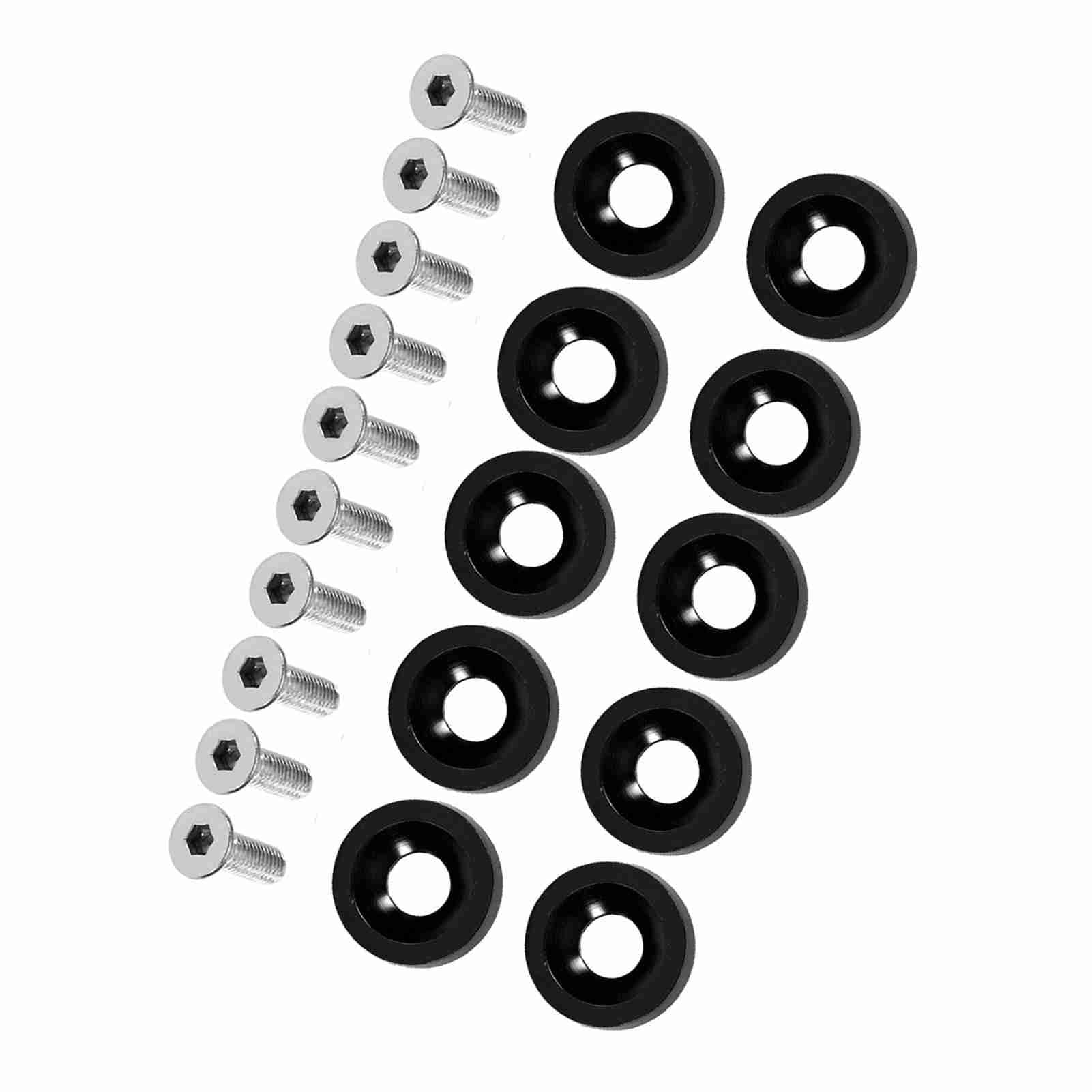 M6 -Dichtungsschraube Dekorationschraube, Edelstahl- und Aluminiummaterial, 8 Farben, Vordere und Hintere Stoßstange, Zündzylinderabdeckung, Stilvoll und Hervorragend, (Schwarz) von Karlak