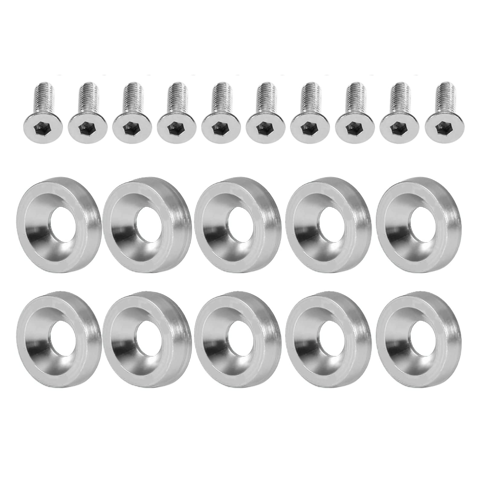 M6 -Dichtungsschraube Dekorationschraube, Edelstahl- und Aluminiummaterial, 8 Farben, Vordere und Hintere Stoßstange, Zündzylinderabdeckung, Stilvoll und Hervorragend, (Silber) von Karlak