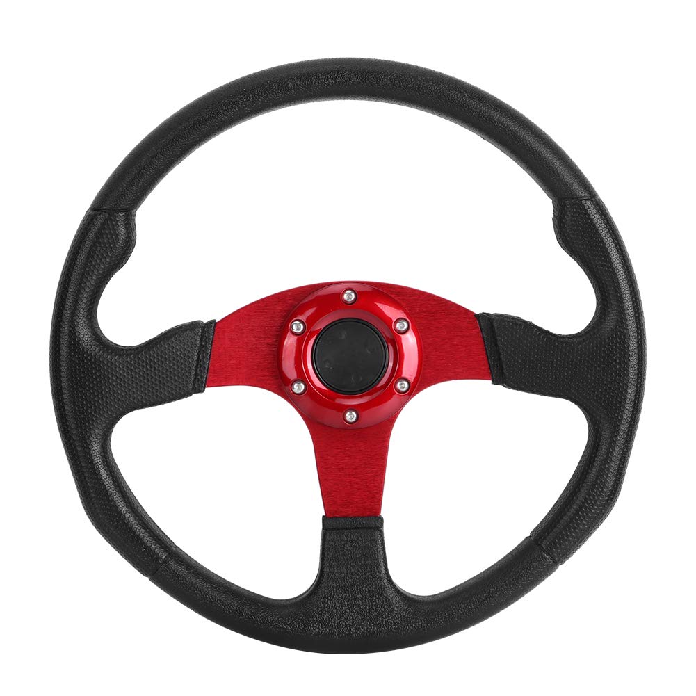 Universal Deep Dish Racing Car Lenkrad Lenkrad Hochwertiges PU & Aluminiumlegiermaterial Sportlenkrad Upgrade Ihres Innenraums für die Meisten Fahrzeuge mit Einfacher (Rot) von Karlak