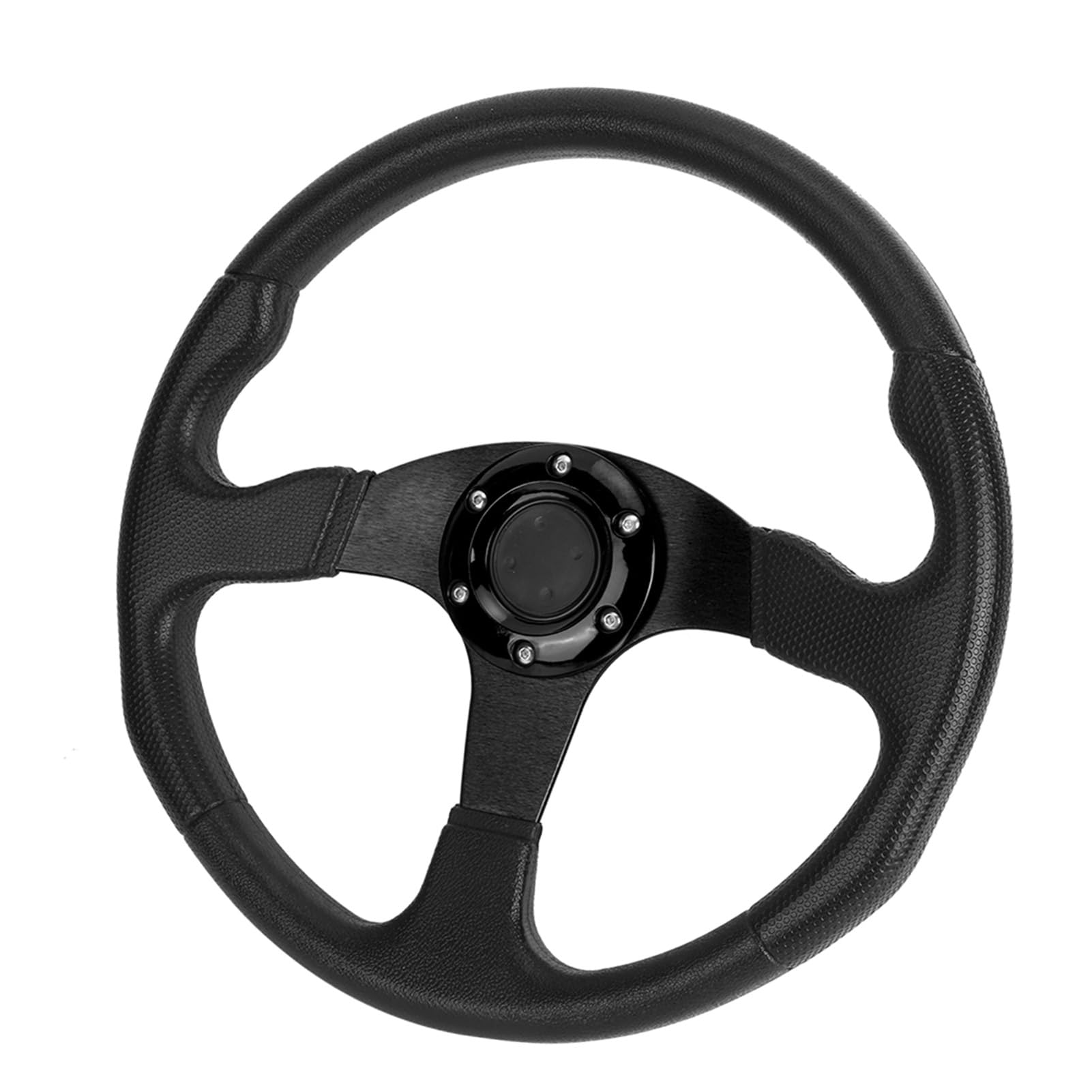 Universal Deep Dish Racing Car Lenkrad Lenkrad Hochwertiges PU & Aluminiumlegiermaterial Sportlenkrad Upgrade Ihres Innenraums für die Meisten Fahrzeuge mit Einfacher (Schwarz) von Karlak