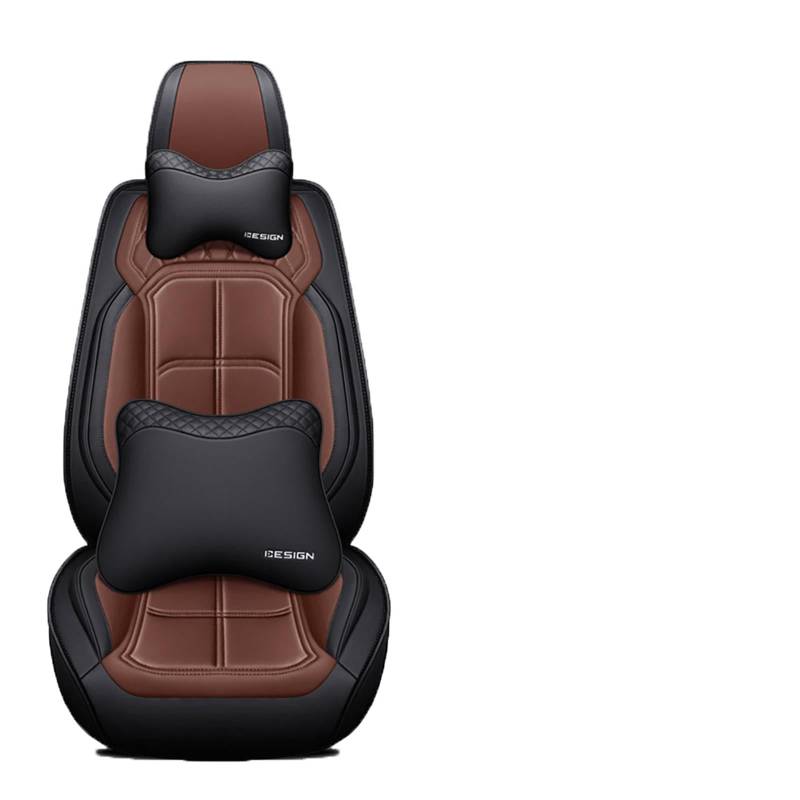 Karstry Autositzbezüge komplettes Set Universal in Stylish Design, Schonbezüge für Vordersitze und Rückbank, Auto Sitzbezüge Airbag Kompatibel, Premium Wasserdicht Sitzbezug, Braun von Karstry