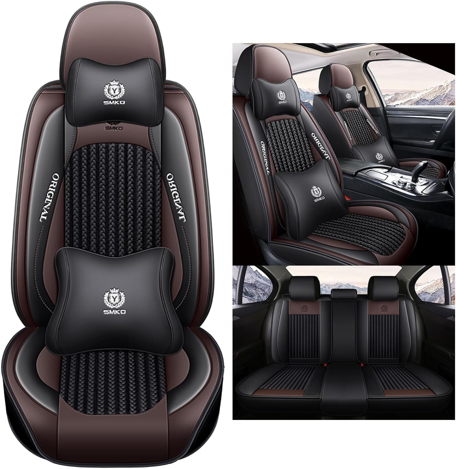 Karstry Autositzbezüge komplettes Set Universal in Stylish Design, Schonbezüge für Vordersitze und Rückbank, Auto Sitzbezüge Airbag Kompatibel, Premium Wasserdicht Sitzbezug, Braun Karstry Autositzbezüge komplettes Set Universal in Stylish Design, Schonbezüge für Vordersitze und Rückbank, Auto Sitzbezüge Airbag Kompatibel, Premium Wasserdicht Sitzbezug, Braun von Karstry