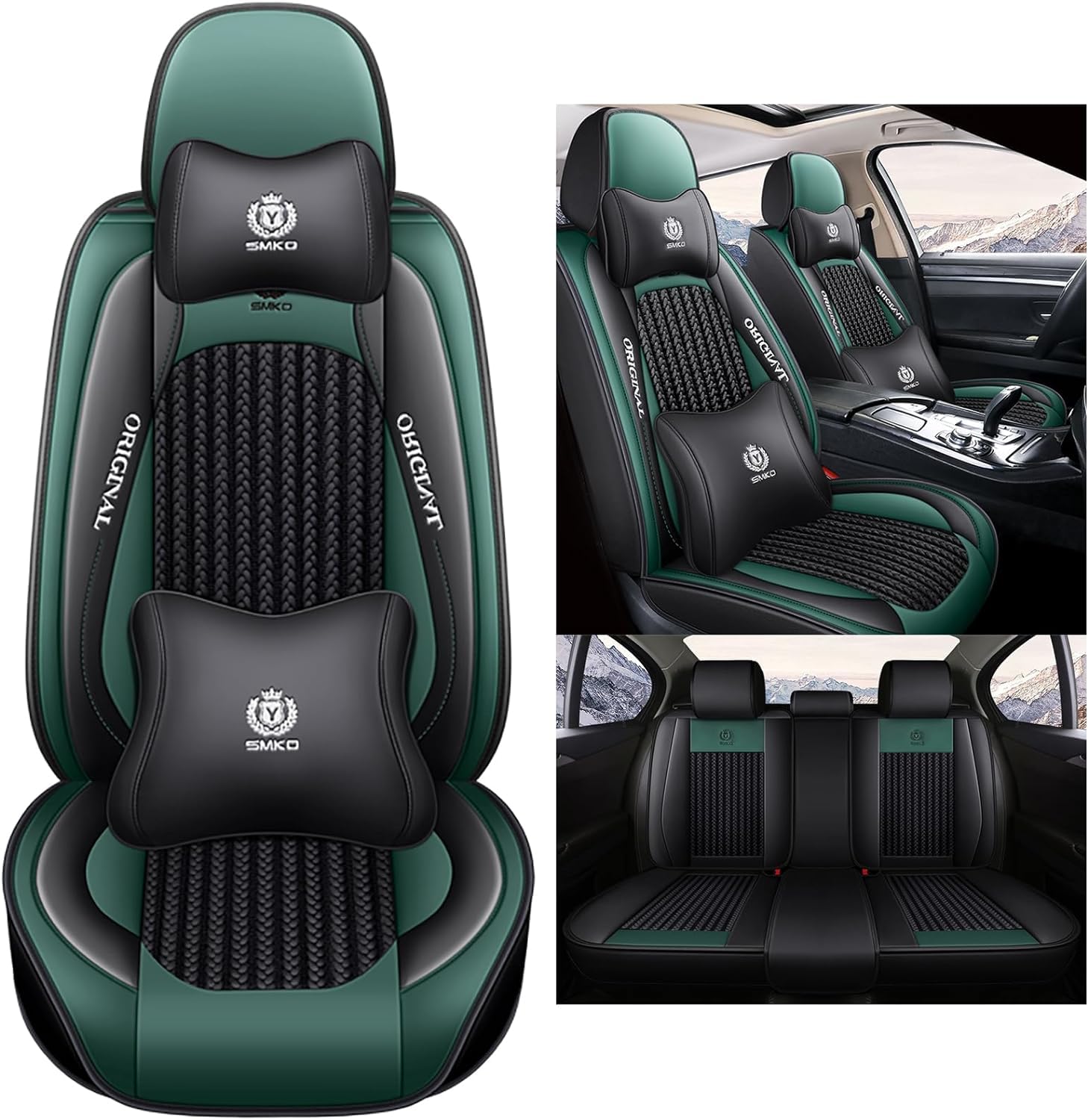 Karstry Autositzbezüge komplettes Set Universal in Stylish Design, Schonbezüge für Vordersitze und Rückbank, Auto Sitzbezüge Airbag Kompatibel, Premium Wasserdicht Sitzbezug, Grün Karstry Autositzbezüge komplettes Set Universal in Stylish Design, Schonbezüge für Vordersitze und Rückbank, Auto Sitzbezüge Airbag Kompatibel, Premium Wasserdicht Sitzbezug, Grün von Karstry