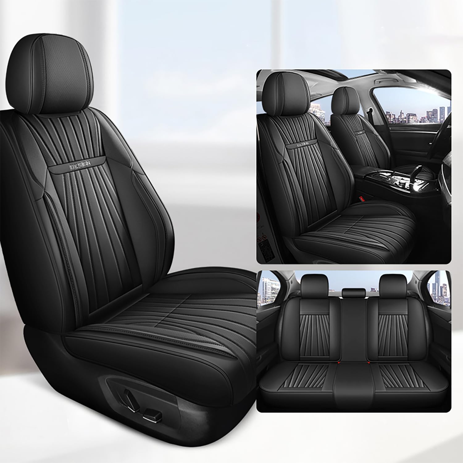 Karstry Autositzbezüge komplettes Set Universal in Stylish Design, Schonbezüge für Vordersitze und Rückbank, Auto Sitzbezüge Airbag Kompatibel, Premium Wasserdicht Sitzbezug, Schwarz Karstry Autositzbezüge komplettes Set Universal in Stylish Design, Schonbezüge für Vordersitze und Rückbank, Auto Sitzbezüge Airbag Kompatibel, Premium Wasserdicht Sitzbezug, Schwarz von Karstry