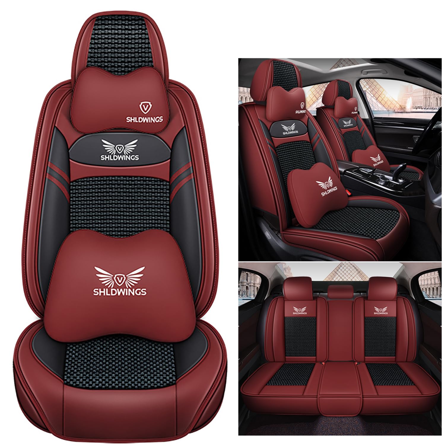 Karstry Autositzbezüge komplettes Set Universal in Stylish Design, Schonbezüge für Vordersitze und Rückbank, Auto Sitzbezüge Airbag Kompatibel, Premium Wasserdicht Sitzbezug, Schwarzer Burgund Karstry Autositzbezüge komplettes Set Universal in Stylish Design, Schonbezüge für Vordersitze und Rückbank, Auto Sitzbezüge Airbag Kompatibel, Premium Wasserdicht Sitzbezug, Schwarzer Burgund von Karstry