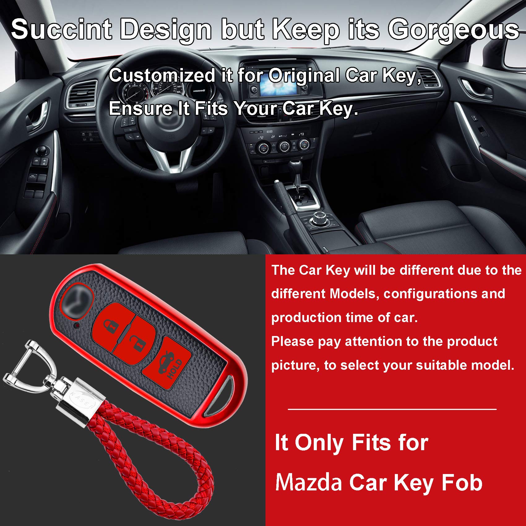 KASER Autoschlüssel Hülle kompatibel für Mazda 3 / 5 / 6 / MX5 / RX8 / CX-5 / CX-7 / CX-9 / MX-5 Schlüsselanhänger Abdeckung Silikon Schutzhülle Ledereffekt (Silber) von Kaser