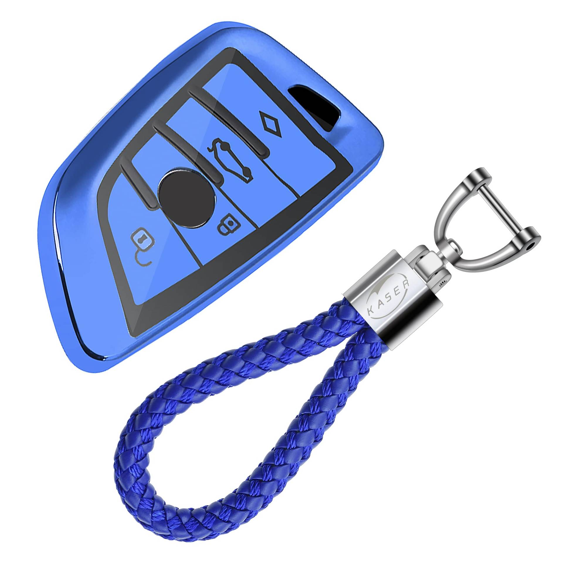 KASER Autoschlüssel Hülle kompatibel für BMW Schlüssel Serie 1 3 5 X1 X3 X4 X5 X6 Schlüsselanhänger mit Abdeckung Silikon Schutzhülle für Fernbedienung Keyless (Blau) von Kaser