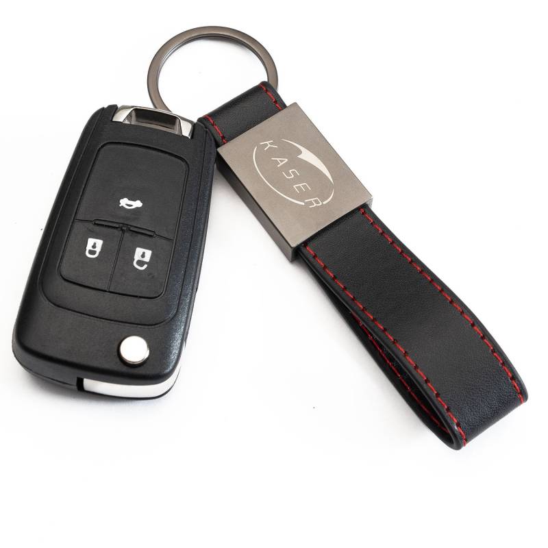 KASER Schlüssel Gehäuse Fernbedienung für Opel 3 Tasten Autoschlüssel Funkschlüssel Insignia Astra Zafira Vauxhall Holden Mokka mit Leder Schlüsselanhänger von Kaser