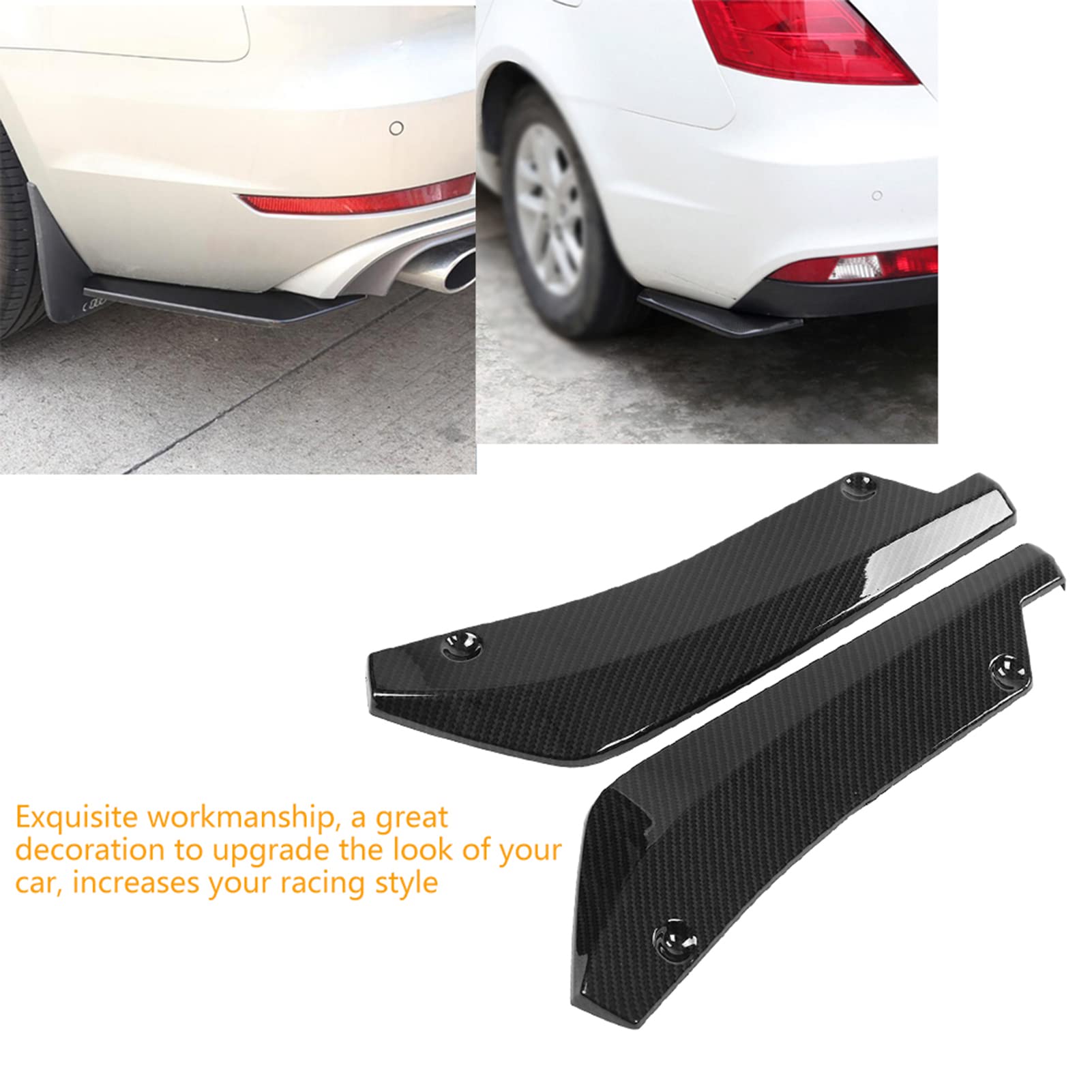 Universalauto Modifizierte Hintere Stoßfänger Canard Diffusor Spoiler Lippensplitterflossen, Absorbiert Aufprall, Verhindert Kratzer, Einfach zu Installieren (Kohlefaserstil) von Kavolet