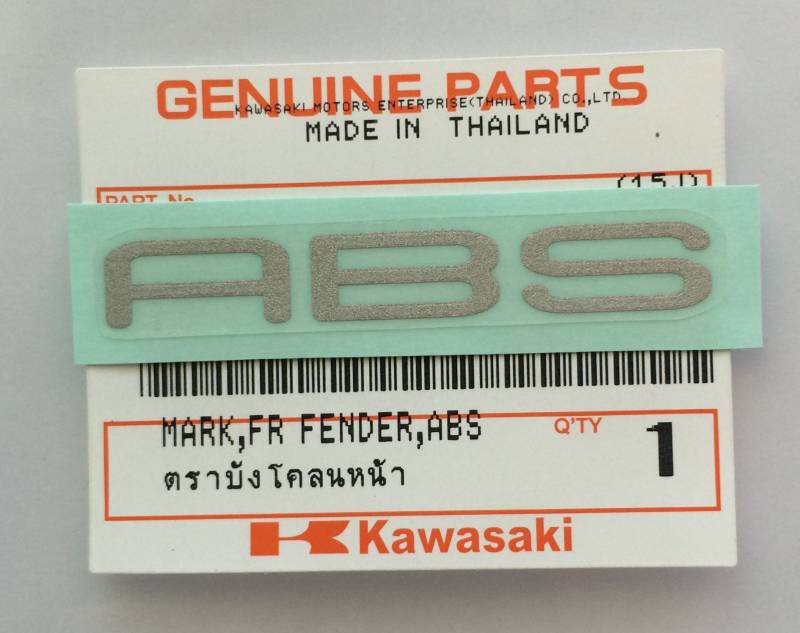 KAWASAKI 'ABS" Kotflügel Mark Silber Sticker Aufkleber Logo Abzeichen 100% GENUINE von Kawasaki
