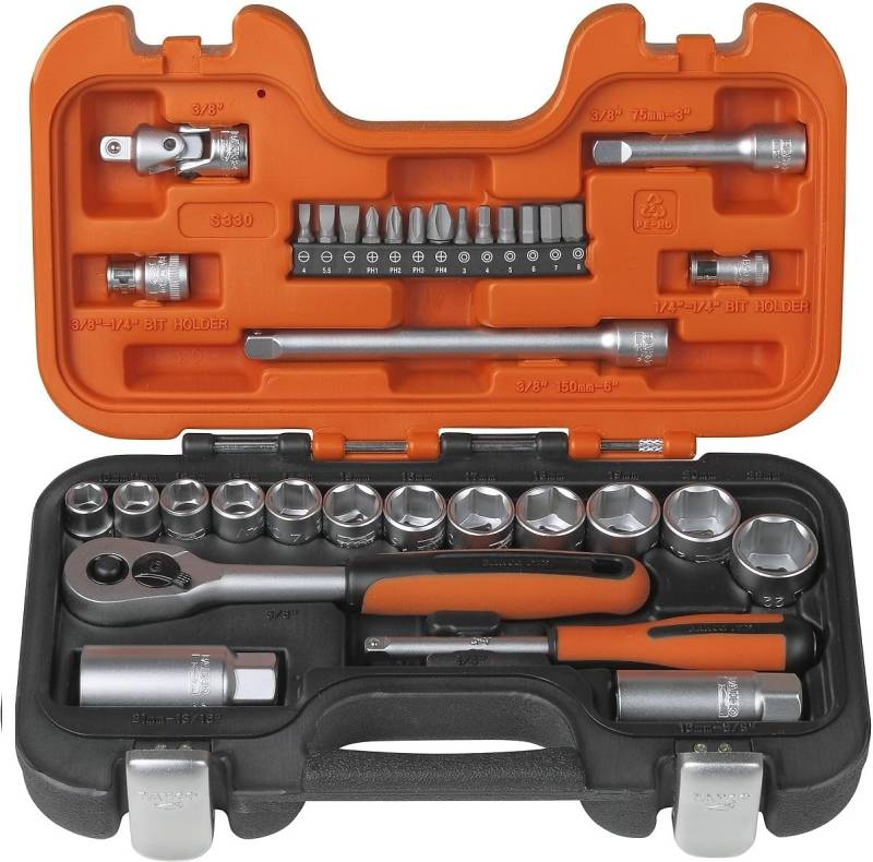 Bahco 1/4 Zoll; 3/8 Zoll Vierkant 10 → 22mm 6-Punkt; Innensechskant-Bit; Phillips-Bit; Schlitz-Bit von BAHCO